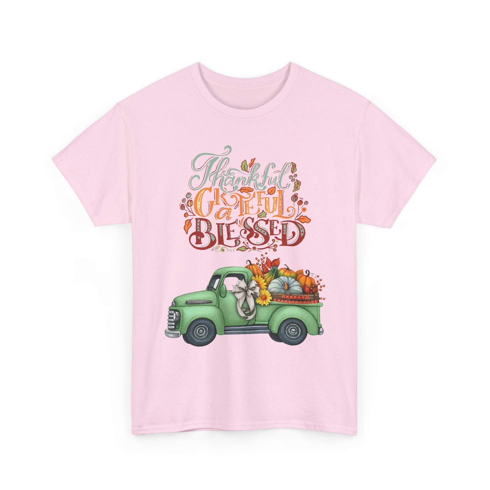 thankful grateful blessed tee, unisex heavy cotton t shirt, fall apparel, thanksgiving shirt, casual wear, gift for friends