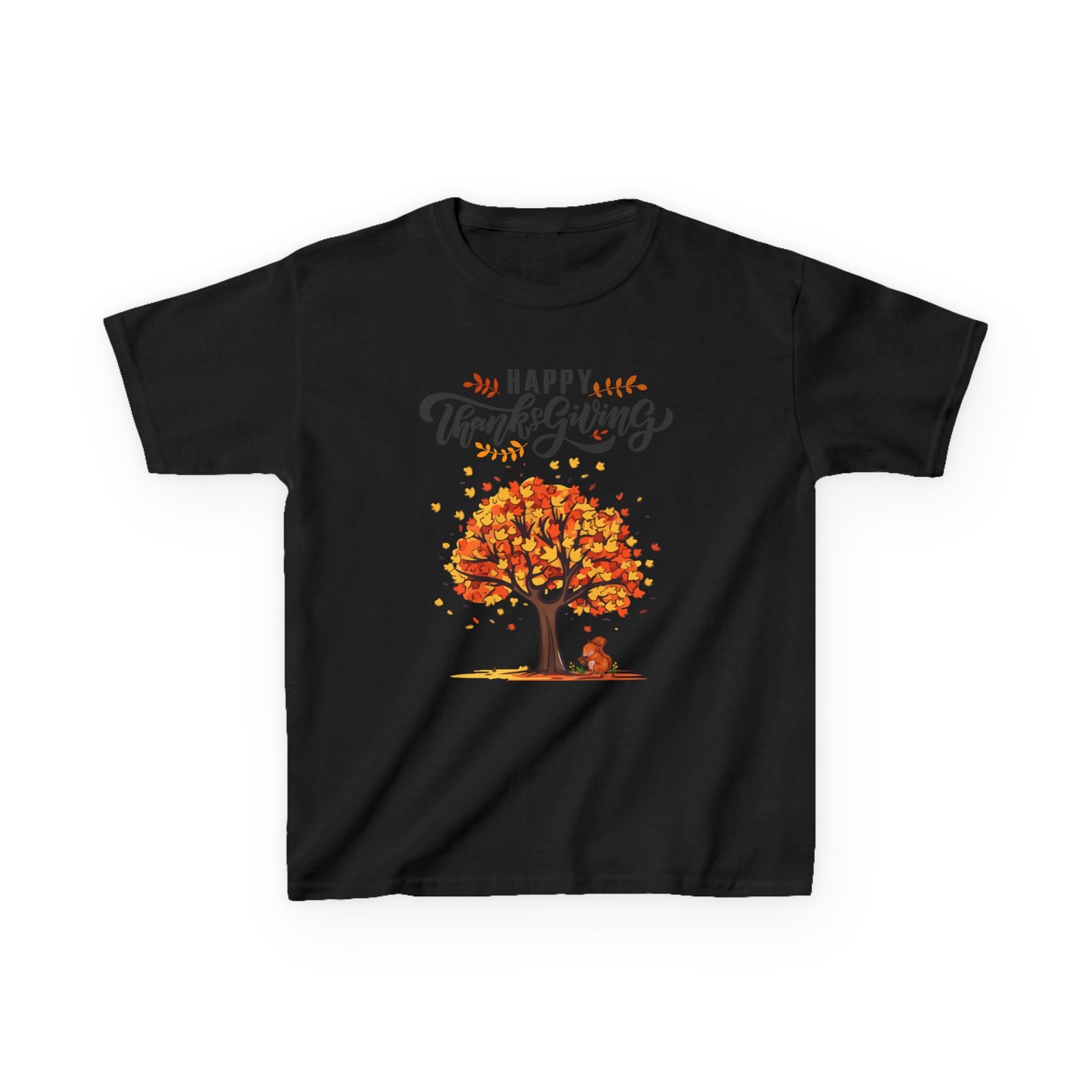 happy thanksgiving kids tee, fall t shirt, autumn apparel, festive gift, holiday outfit, tree and leaves design