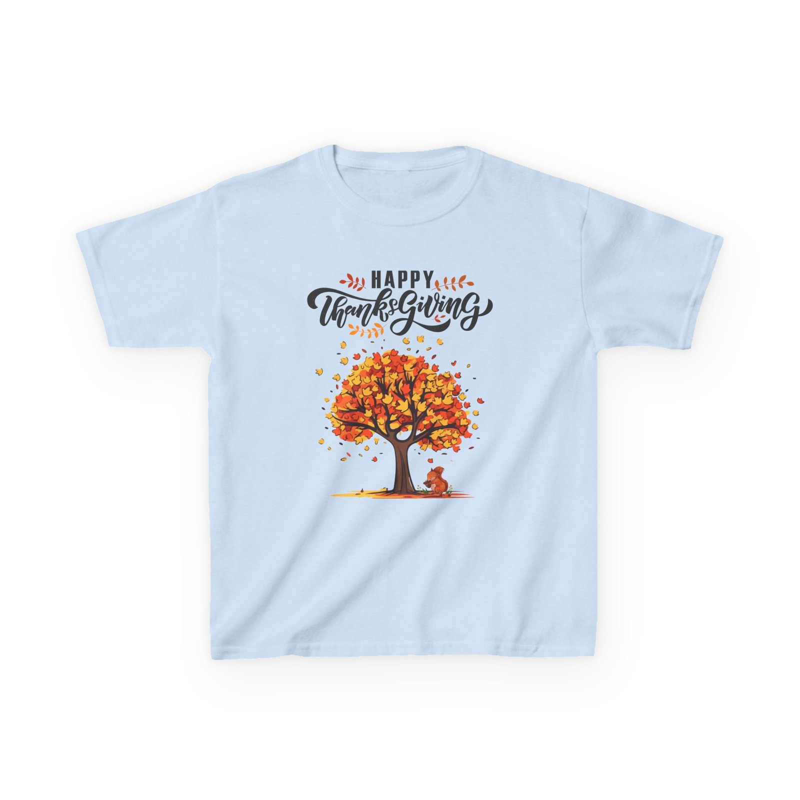 happy thanksgiving kids tee, fall t shirt, autumn apparel, festive gift, holiday outfit, tree and leaves design