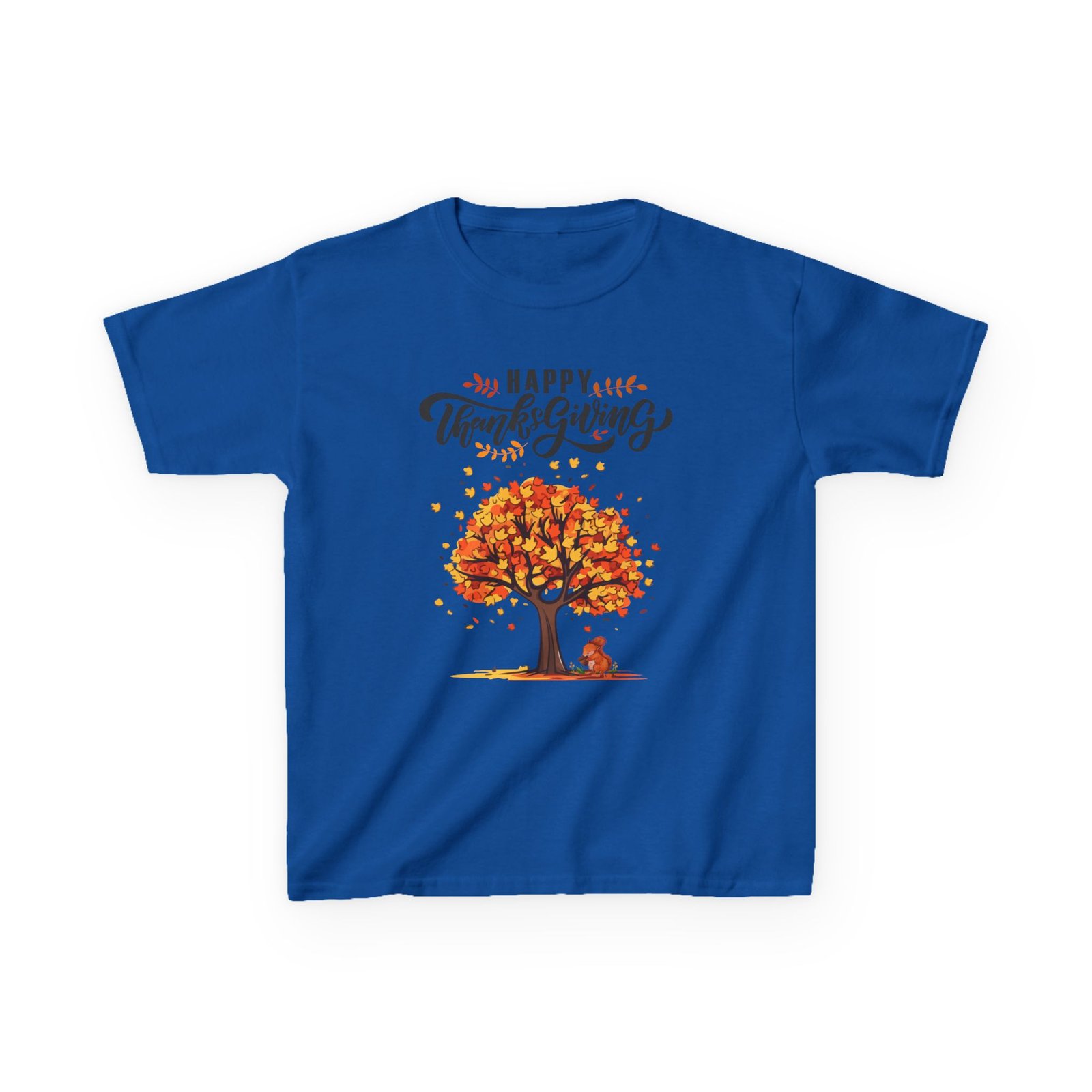 happy thanksgiving kids tee, fall t shirt, autumn apparel, festive gift, holiday outfit, tree and leaves design