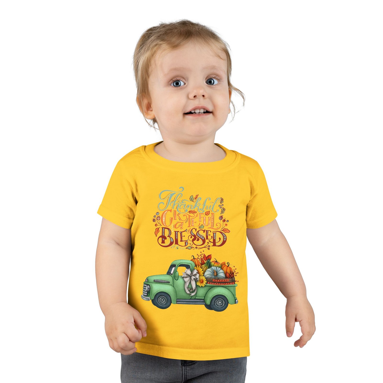 toddler t shirt "grateful & blessed" vintage truck design, fall apparel, holiday gift for kids, autumn fashion, baby shower gift
