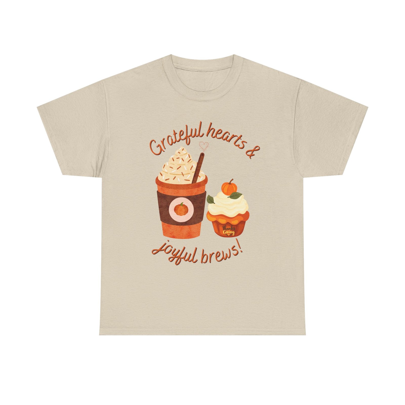 happy thanksgiving grateful hearts & joyful brews tee, unisex cotton shirt, coffee lovers gift, casual wear, cute tee for celebrations, fall fashion