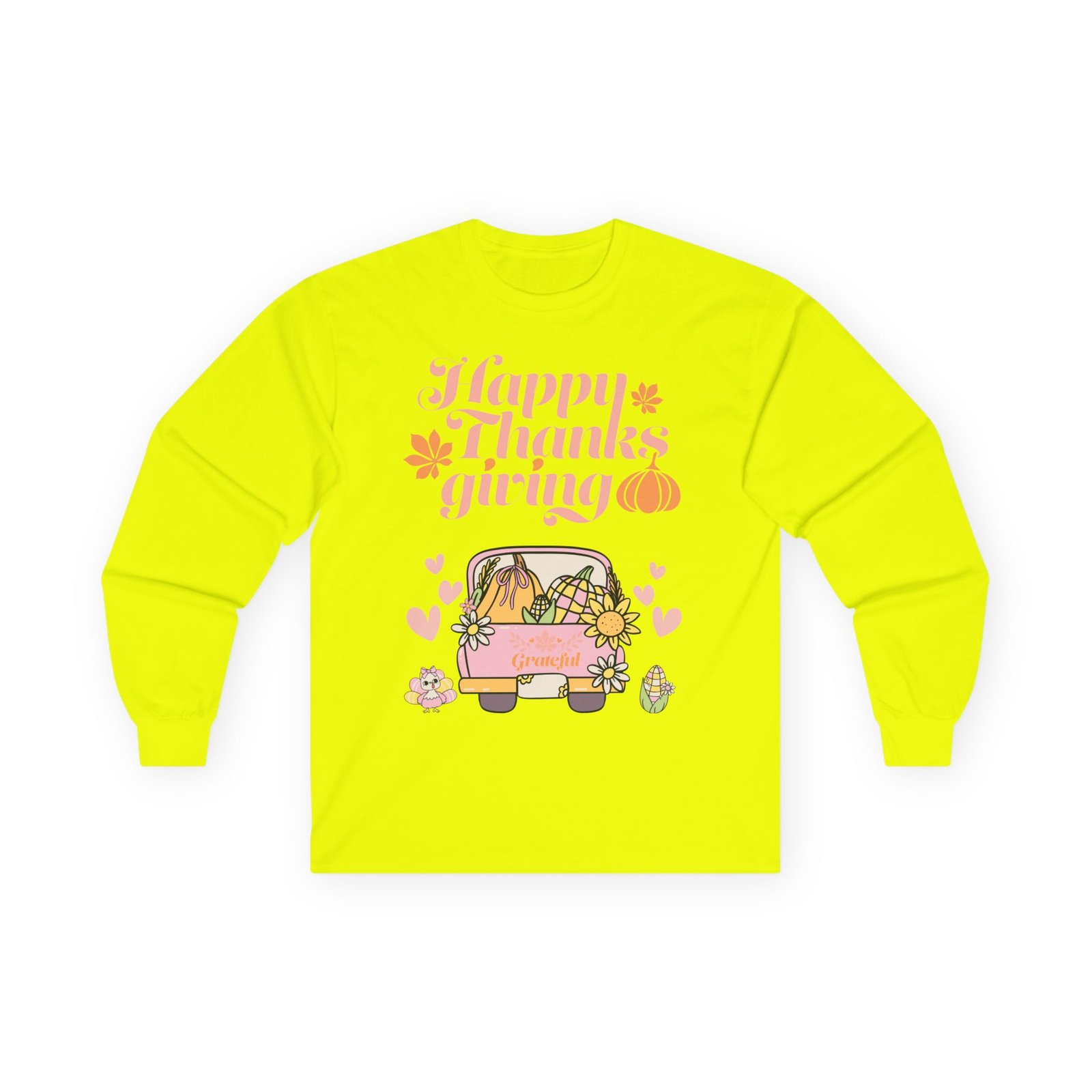 thanksgiving long sleeve tee, cozy fall shirt, autumn apparel, holiday gift, harvest celebration clothing, cute graphic tee (different design upon request)