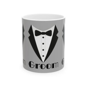 groom tuxedo mug 11 oz | wedding gift, groomsmen proposal, bridal shower, anniversary, engagement celebration