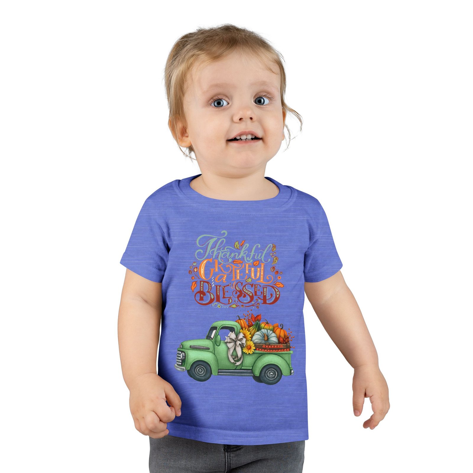 toddler t shirt "grateful & blessed" vintage truck design, fall apparel, holiday gift for kids, autumn fashion, baby shower gift