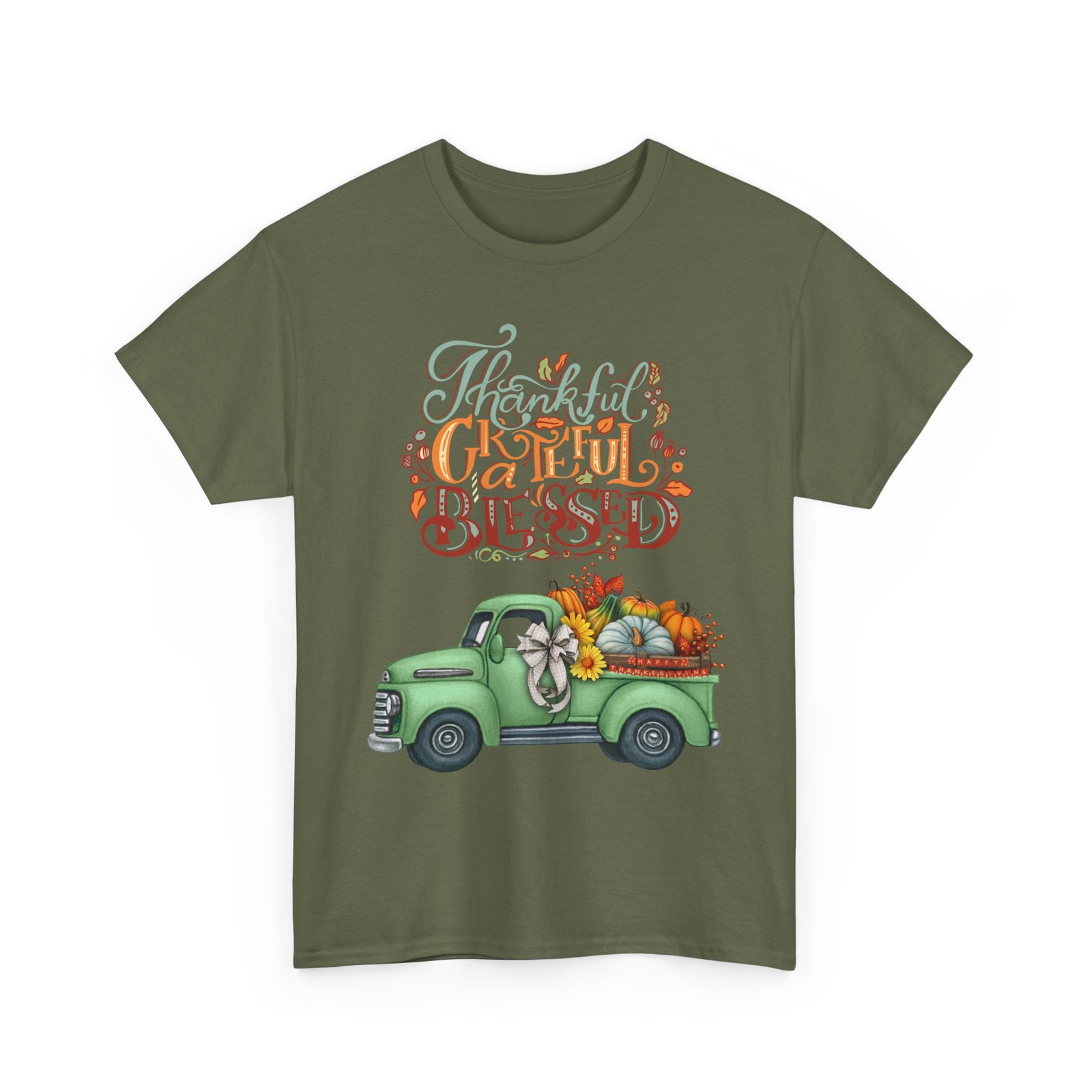 thankful grateful blessed tee, unisex heavy cotton t shirt, fall apparel, thanksgiving shirt, casual wear, gift for friends