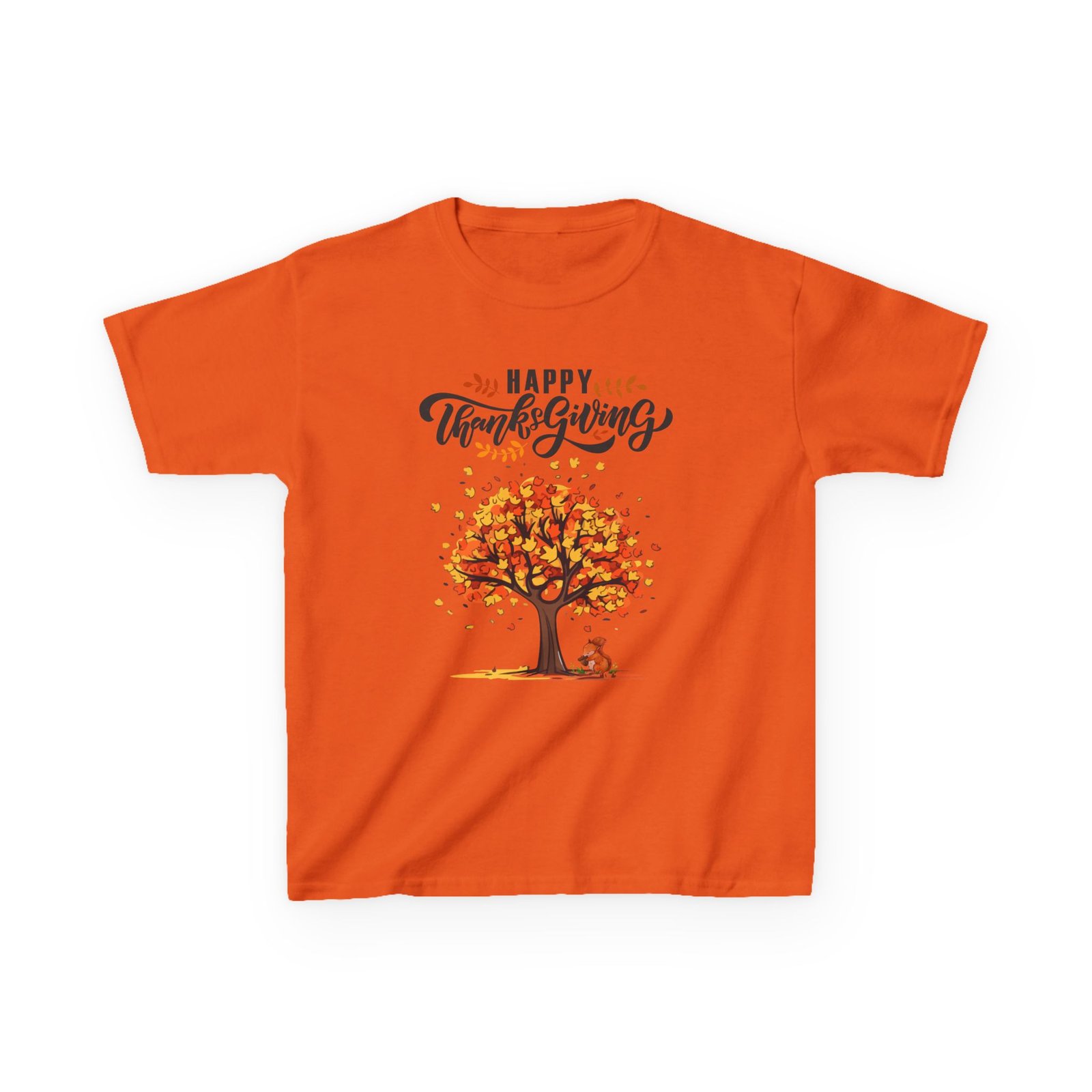 happy thanksgiving kids tee, fall t shirt, autumn apparel, festive gift, holiday outfit, tree and leaves design