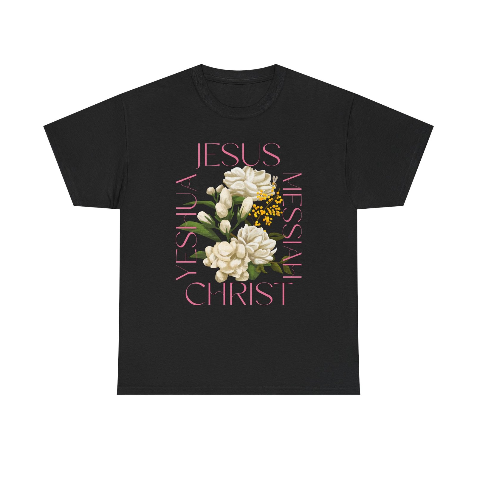 Floral "Jesus Name Design" Heavy Cotton Tee-Unisex T-Shirt-Inspirational Clothing - Image 5