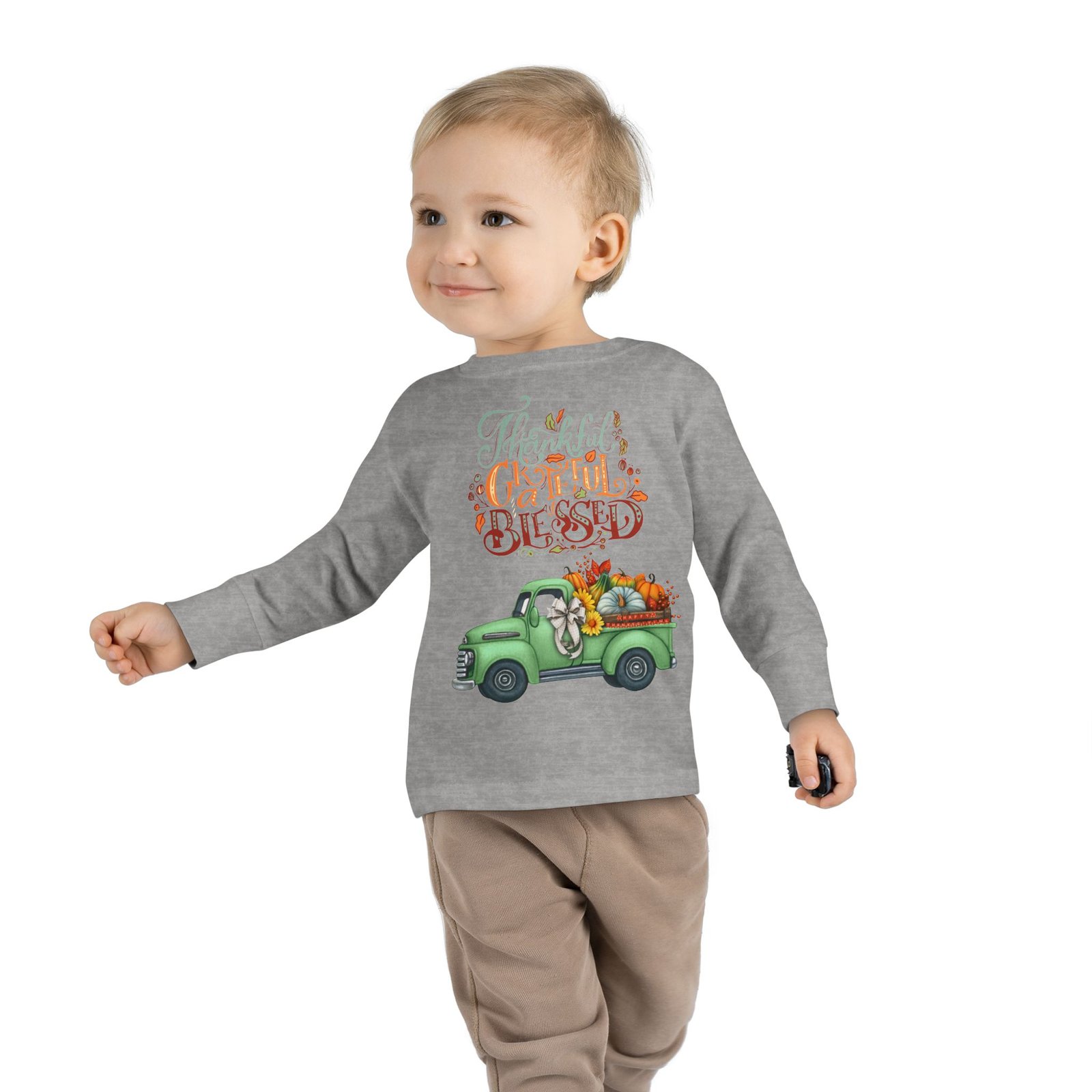 toddler long sleeve tee "grateful & blessed" fall vibes t shirt, kids autumn tee, thanksgiving outfit, cute toddler gift, seasonal shirt