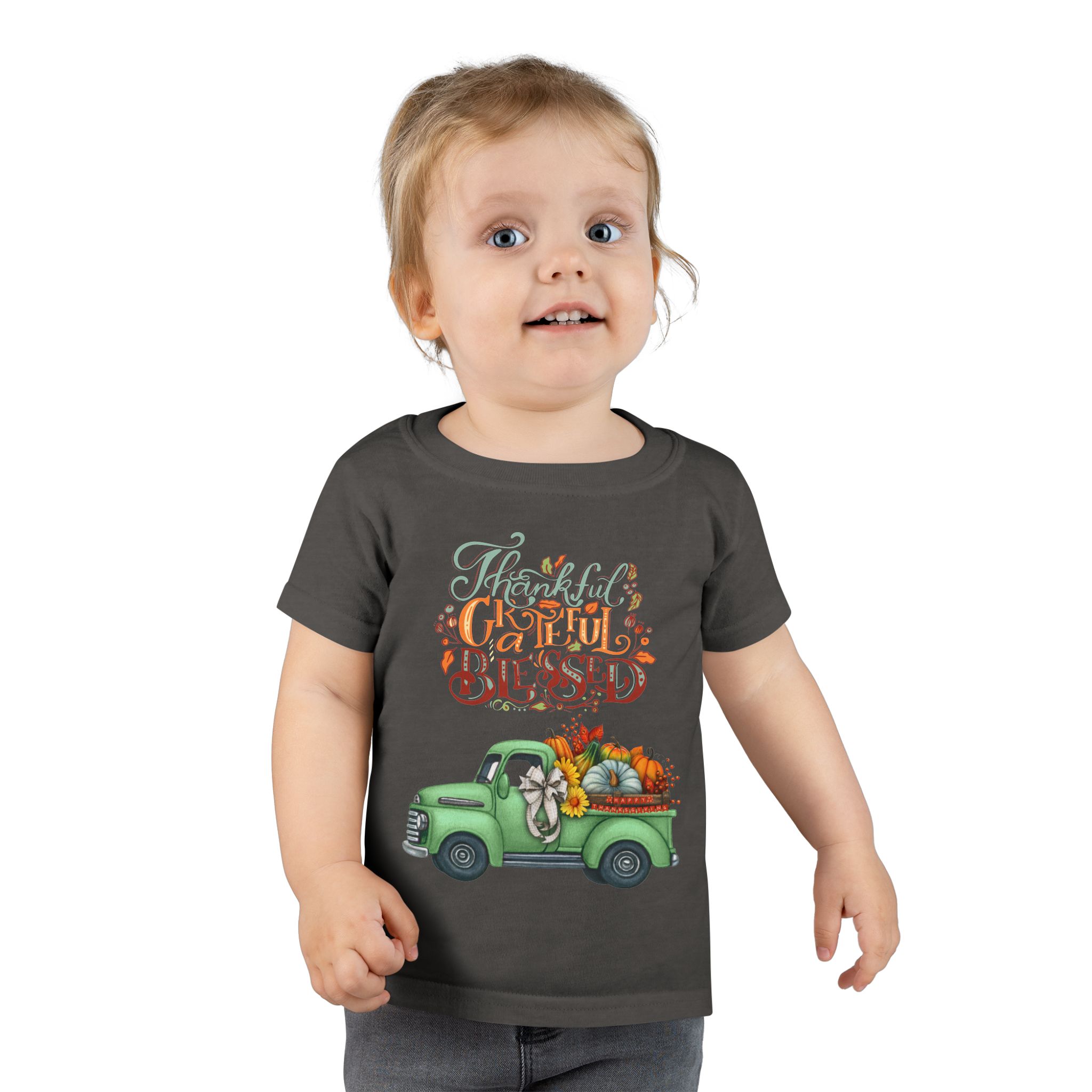 toddler t shirt "grateful & blessed" vintage truck design, fall apparel, holiday gift for kids, autumn fashion, baby shower gift