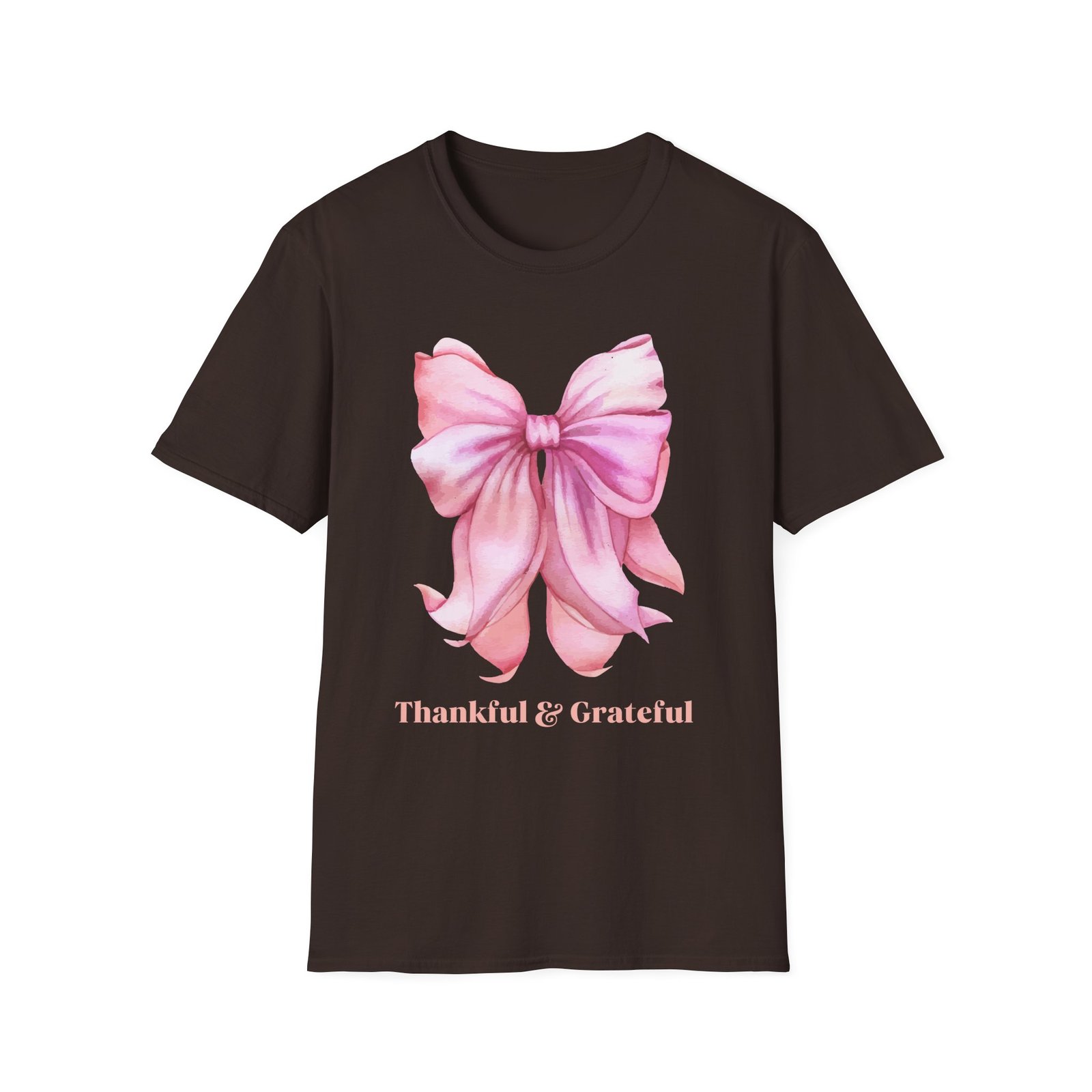 thankful & grateful bow t shirt, unisex softstyle tee, thanksgiving gift, fall apparel, cute casual wear, gratitude shirt