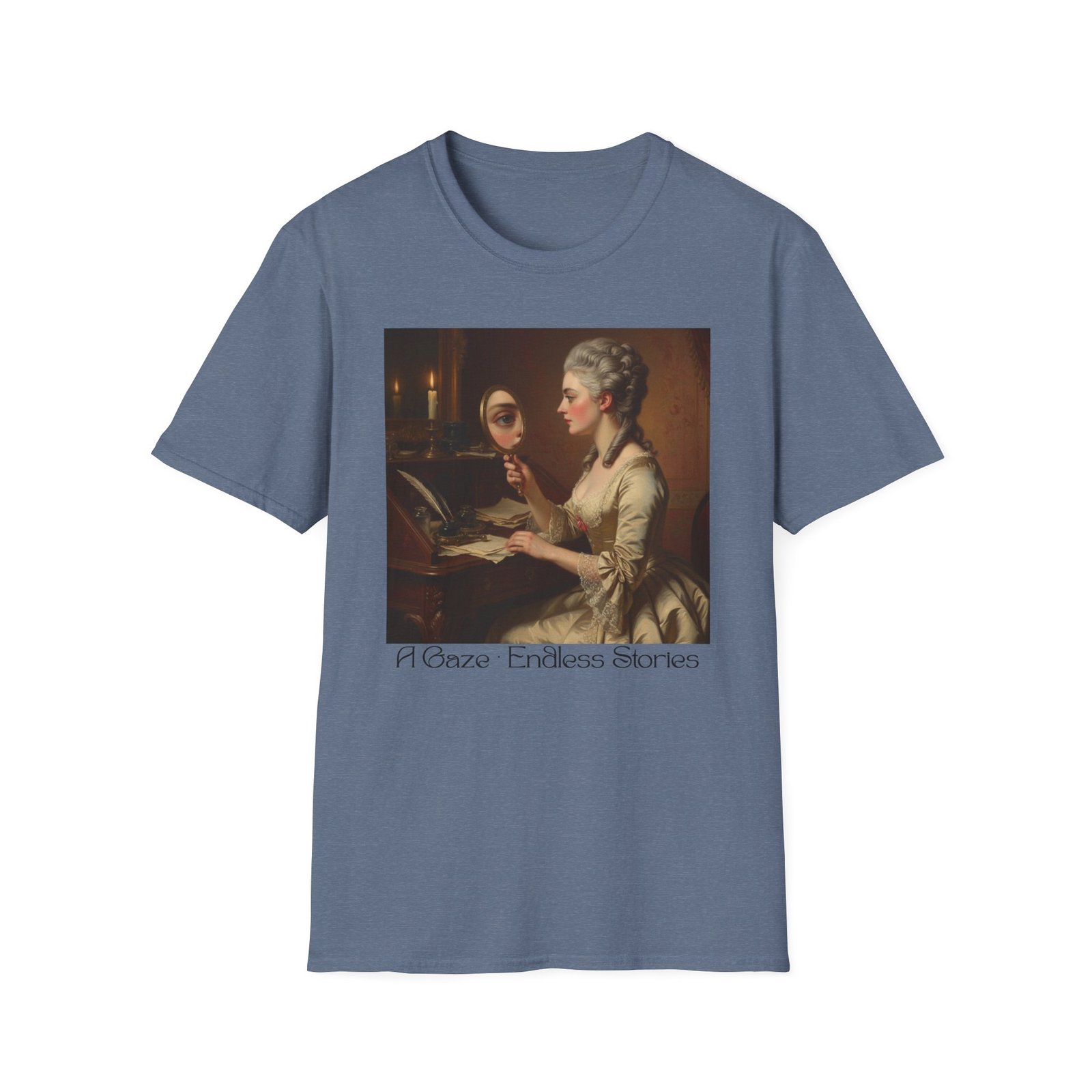 artistic vintage t shirt with 'endless reflections' design, perfect for art lovers, gifts, casual wear, museum visits, art class