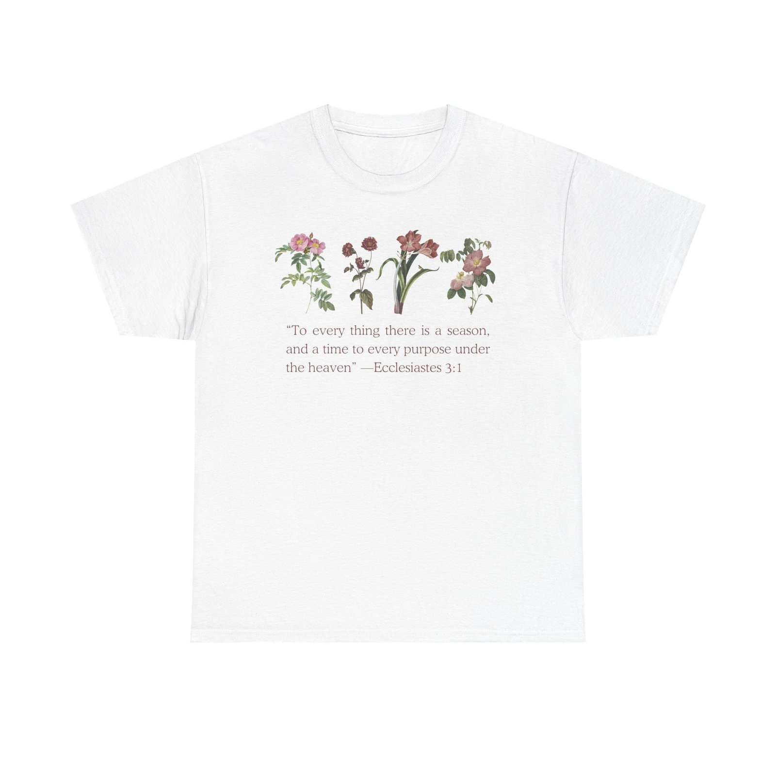 christian biblical inspirational floral quote tee, nature lover gift, eco friendly fashion, casual everyday wear