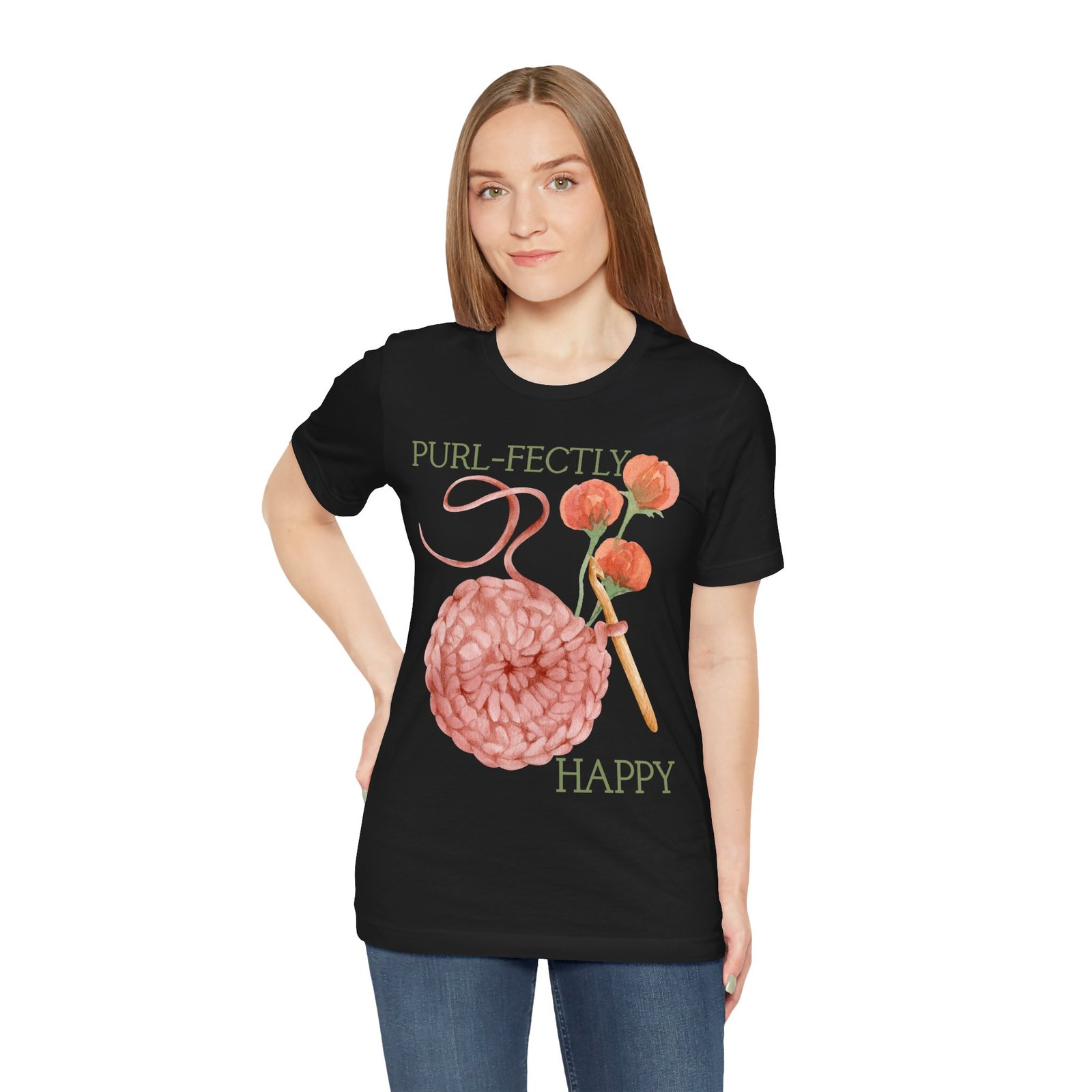 Purl-fectly Happy Crafting Joy Tee -Unisex Short Sleeve Shirt - Image 3