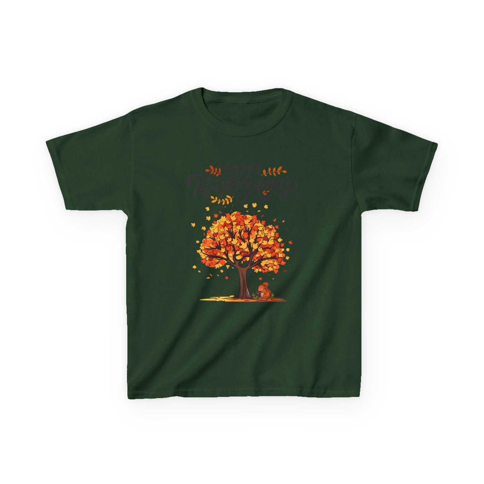 happy thanksgiving kids tee, fall t shirt, autumn apparel, festive gift, holiday outfit, tree and leaves design