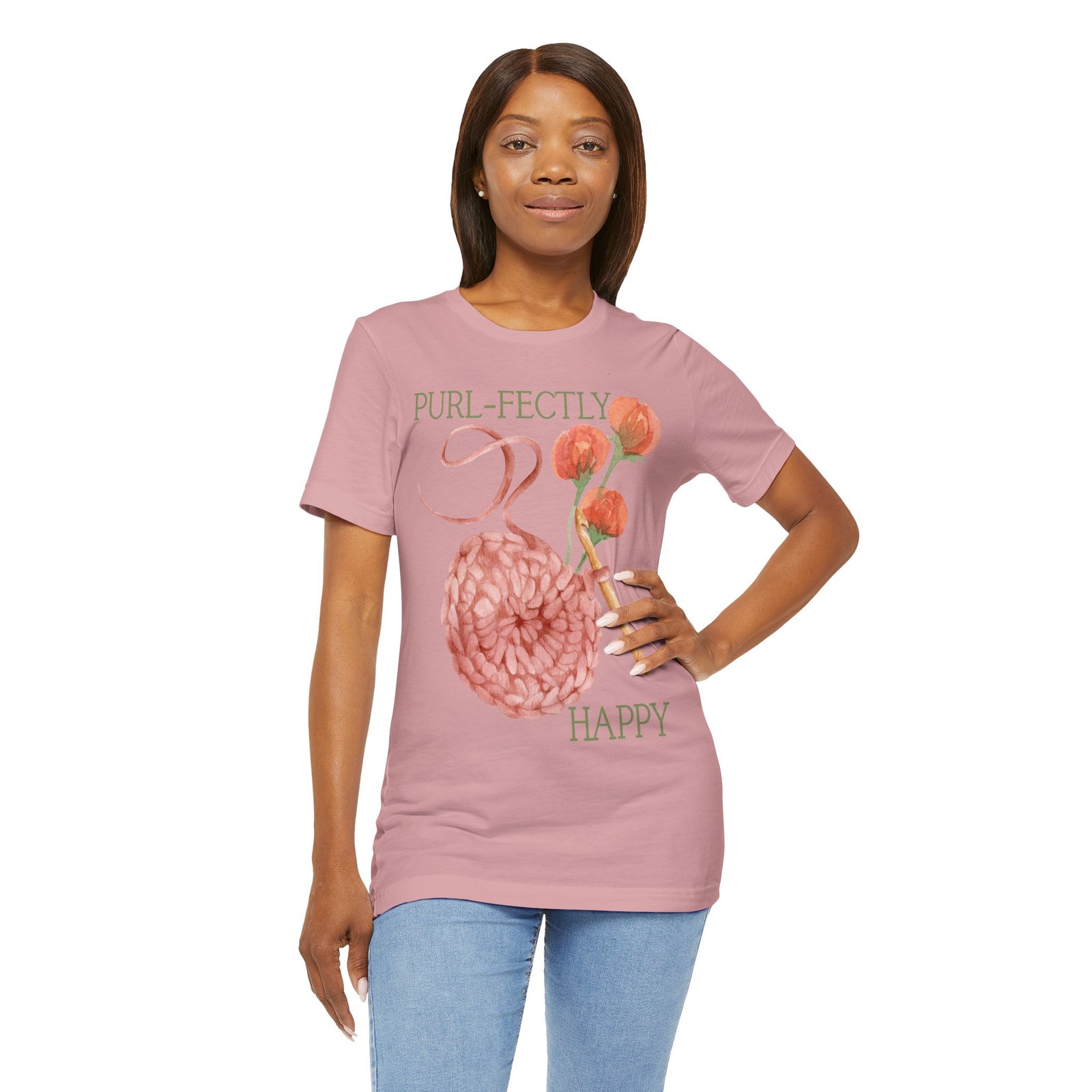 Purl-fectly Happy Crafting Joy Tee -Unisex Short Sleeve Shirt - Image 88