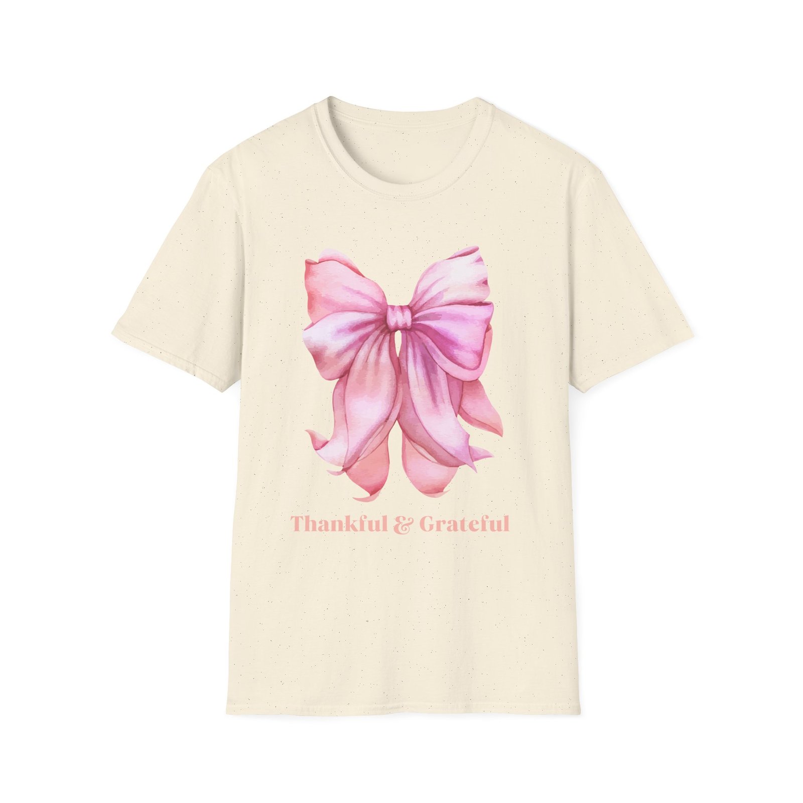 thankful & grateful bow t shirt, unisex softstyle tee, thanksgiving gift, fall apparel, cute casual wear, gratitude shirt