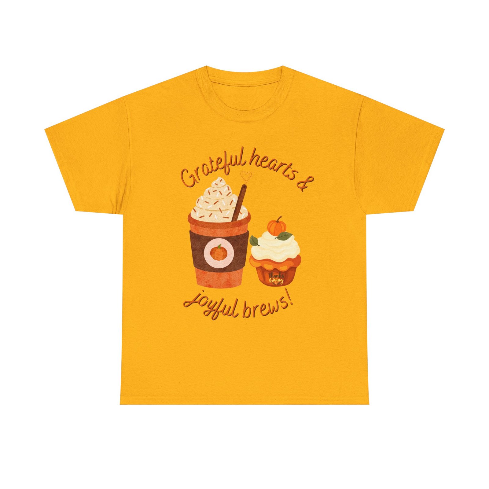 happy thanksgiving grateful hearts & joyful brews tee, unisex cotton shirt, coffee lovers gift, casual wear, cute tee for celebrations, fall fashion