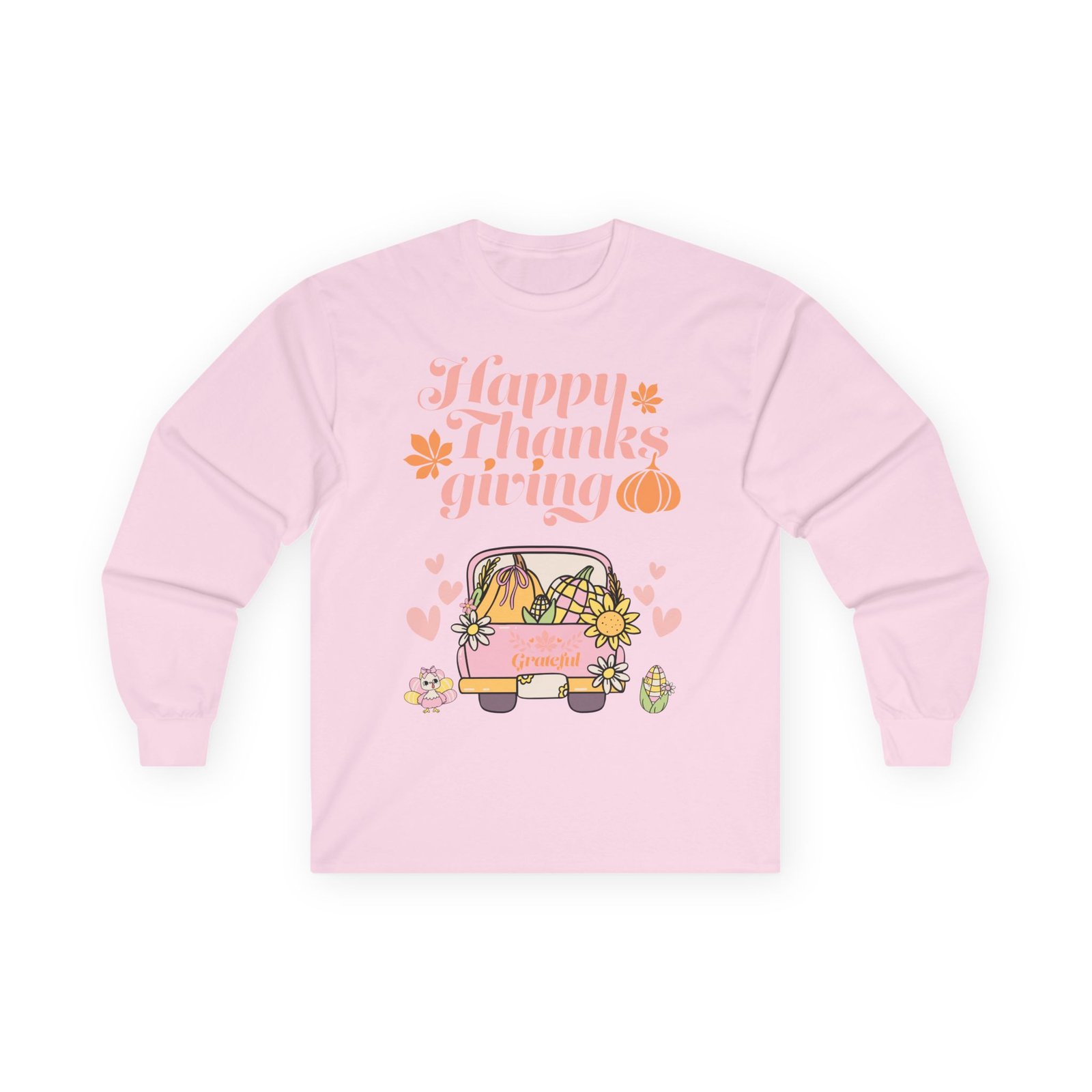 thanksgiving long sleeve tee, cozy fall shirt, autumn apparel, holiday gift, harvest celebration clothing, cute graphic tee (different design upon request)