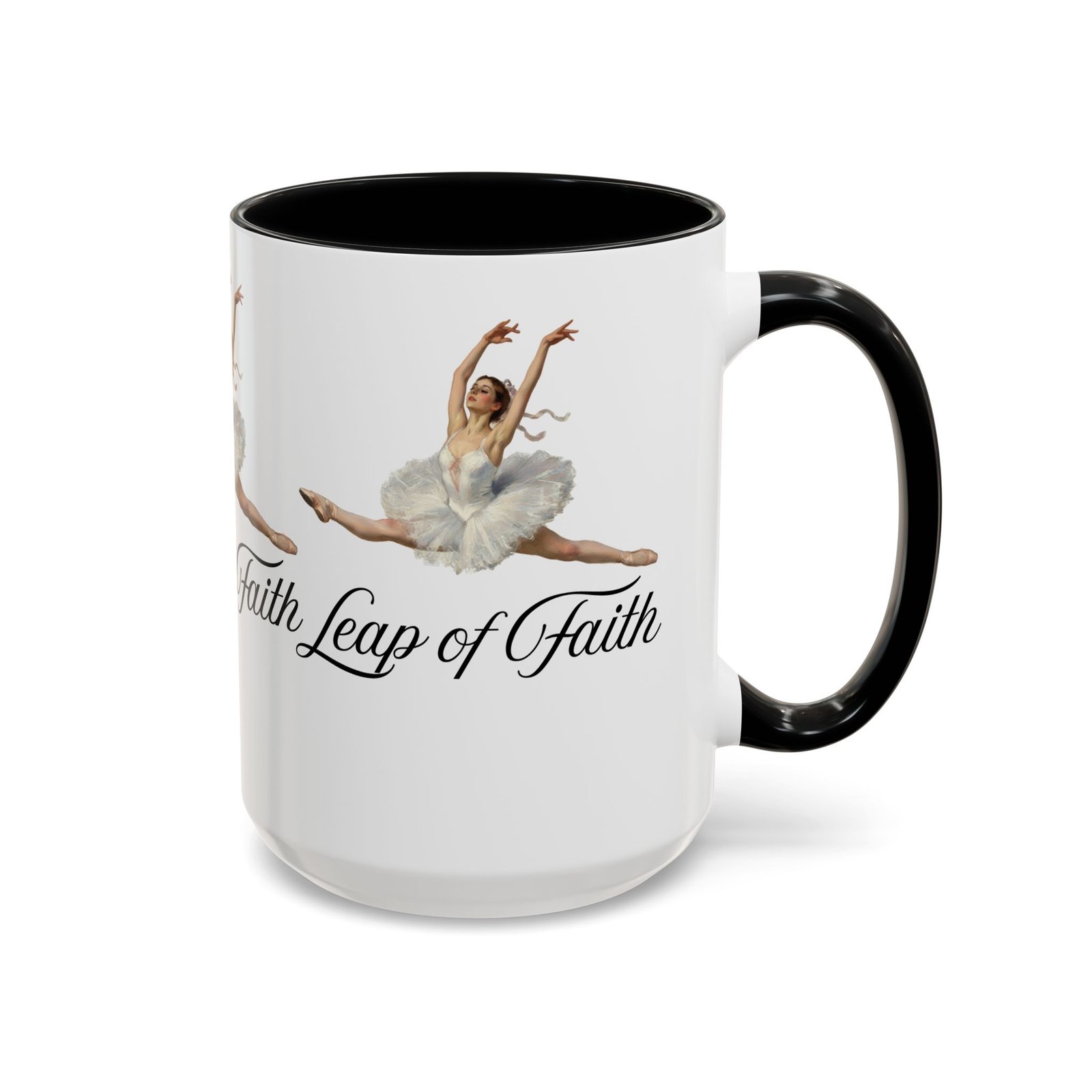 ballet themed coffee mug 15 oz : leap of faith, perfect gift for dancers, inspirational cup for performers, motivational decor, dance lover's mug