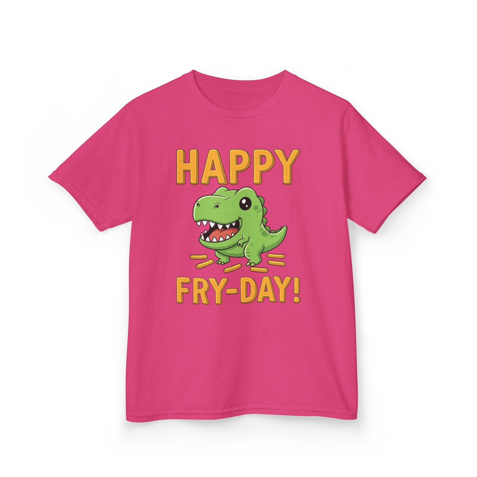 happy fry day kids tee, fun dinosaur t shirt, kids cotton shirt, birthday gift, everyday wear, summer fun, playful tee