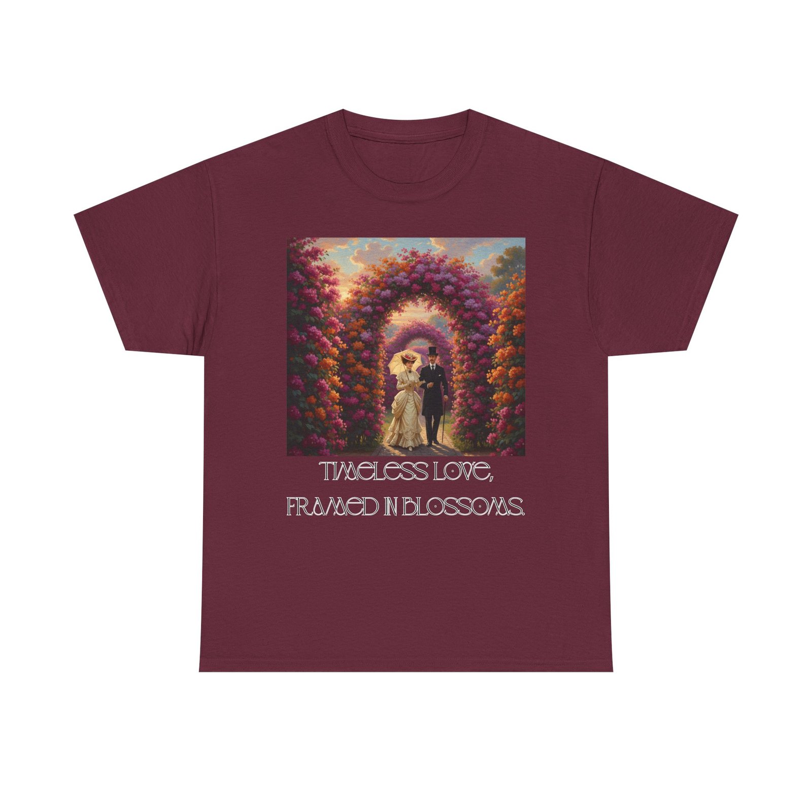 whimsical unisex heavy cotton tee, bohemian vintage shirt, relaxed fit graphic tee, spring flower t shirt, casual everyday wear