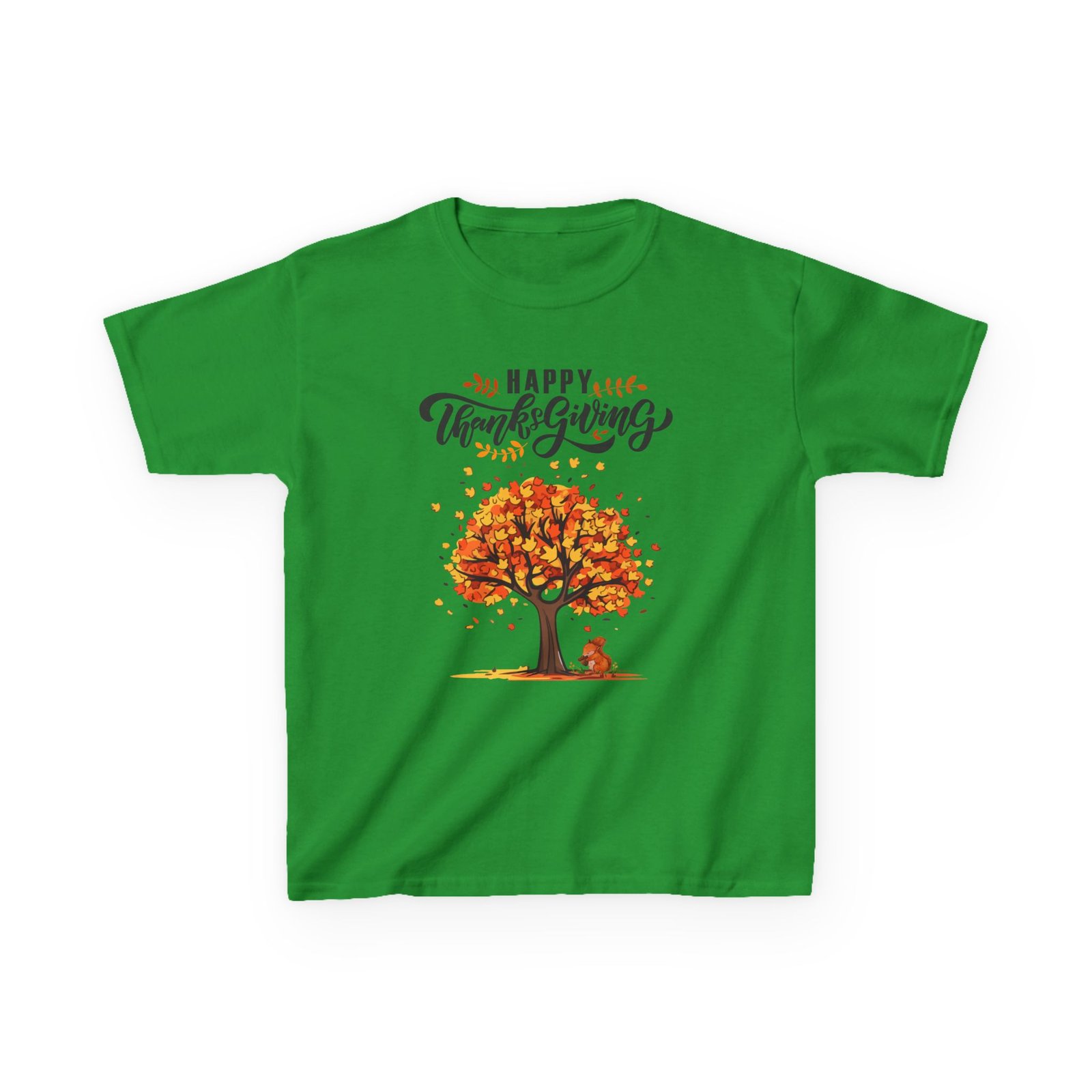 happy thanksgiving kids tee, fall t shirt, autumn apparel, festive gift, holiday outfit, tree and leaves design