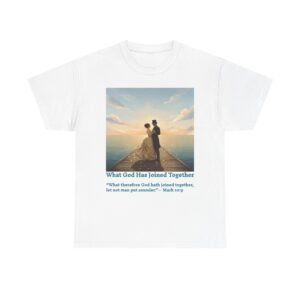 romantic couple on a pier at sunset wedding quote t shirt, unisex heavy cotton tee, casual wear, gift for newlyweds, bride & groom apparel, anniversary gift
