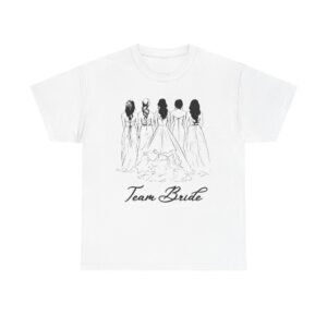 team bride unisex heavy cotton tee perfect for weddings, bridal showers, engagements, bachelorette parties, group celebrations