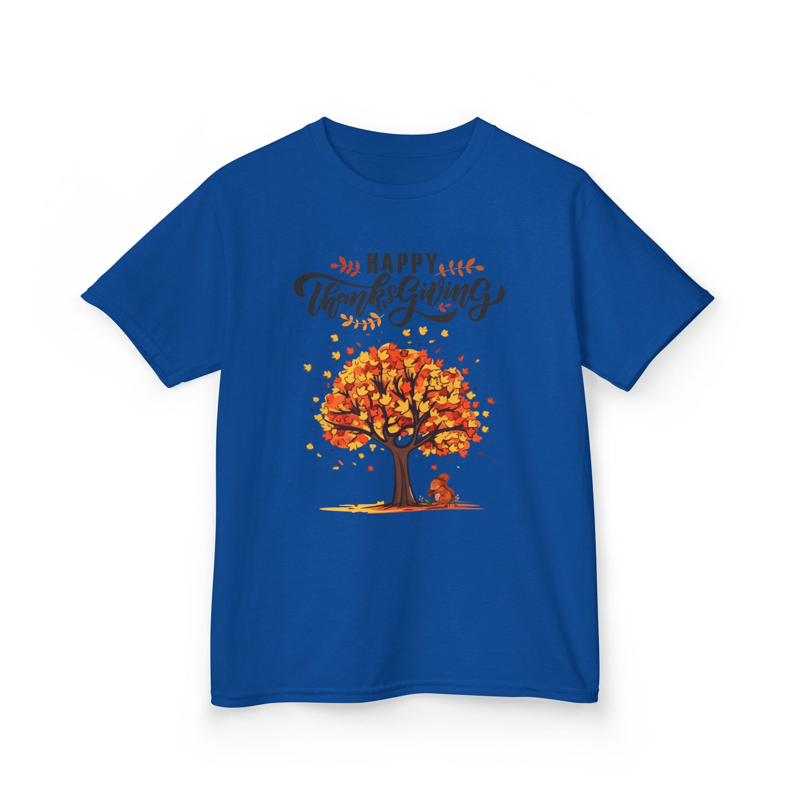 happy thanksgiving kids tee, fall t shirt, autumn apparel, festive gift, holiday outfit, tree and leaves design