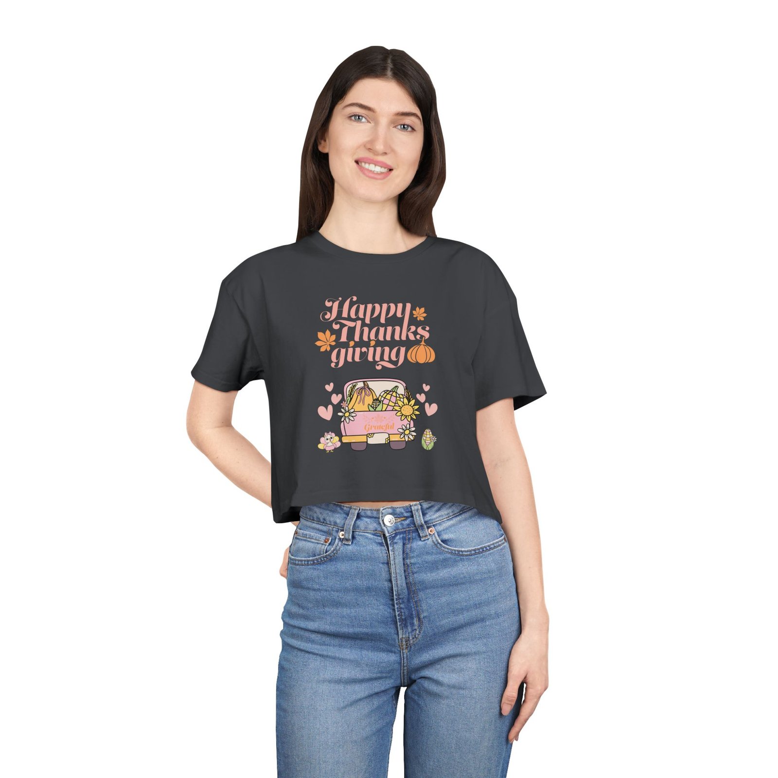 thanksgiving women's crop tee, casual t shirt, fall fashion, thanksgiving gift, cute thanksgiving apparel