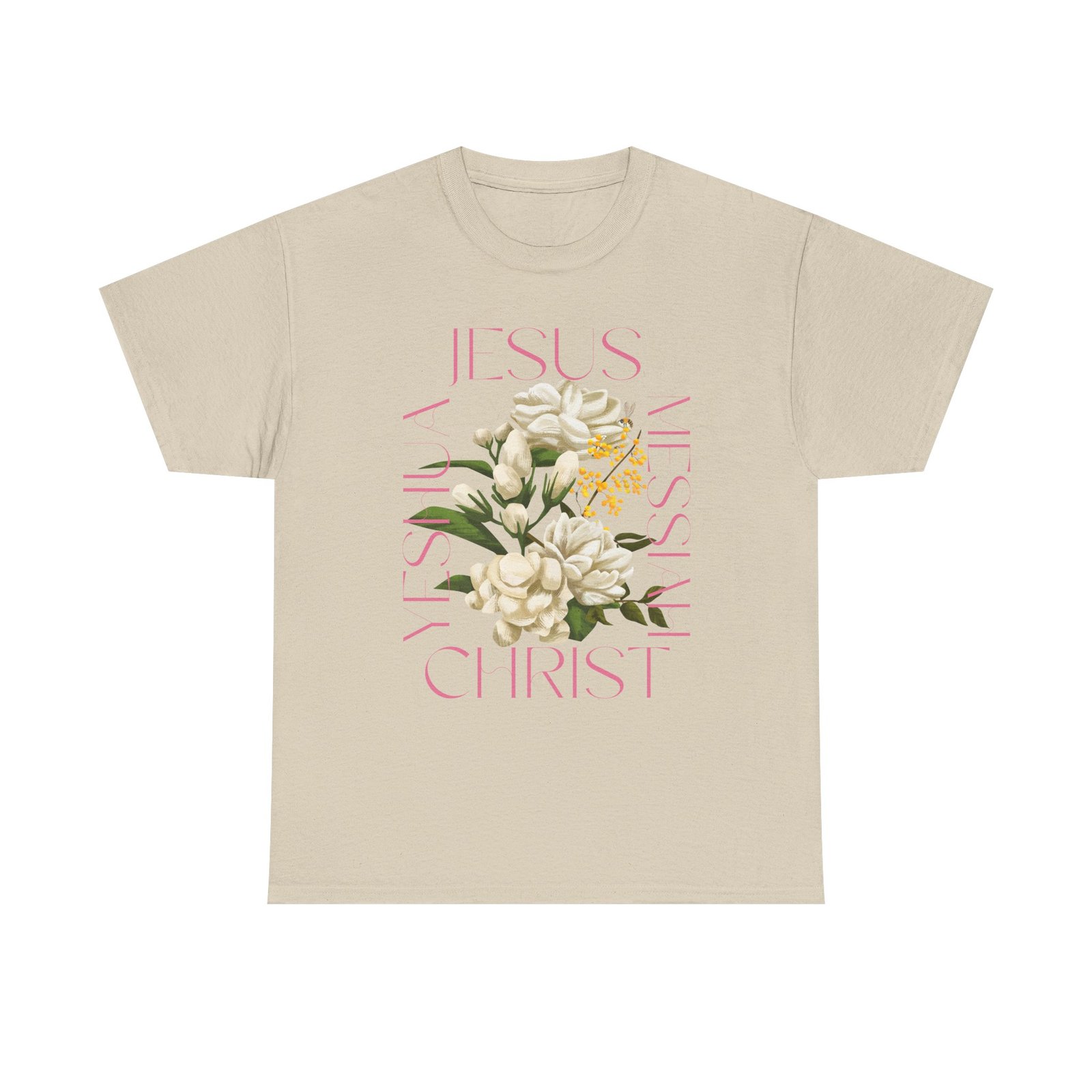Floral "Jesus Name Design" Heavy Cotton Tee-Unisex T-Shirt-Inspirational Clothing - Image 9
