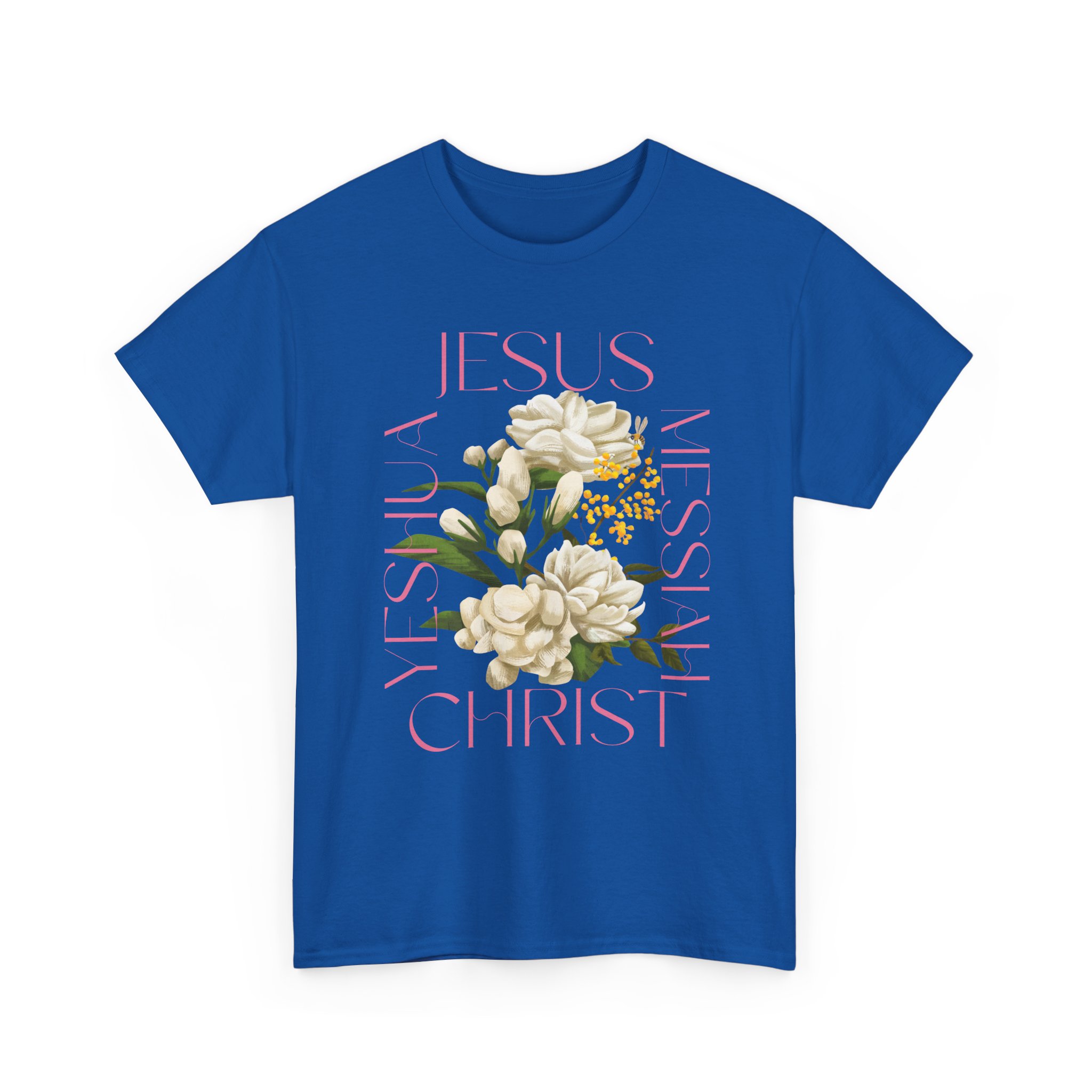 Floral "Jesus Name Design" Heavy Cotton Tee-Unisex T-Shirt-Inspirational Clothing - Image 55