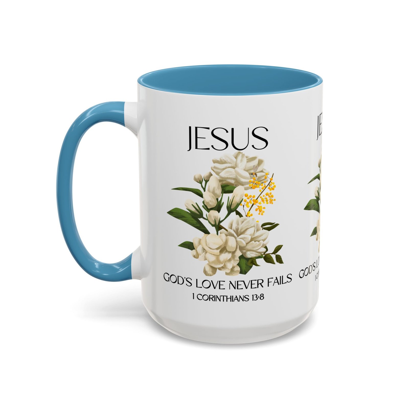 inspirational floral coffee mug 11/15 oz god's love design, christian gift, home decor, mug for faith, coffee lovers