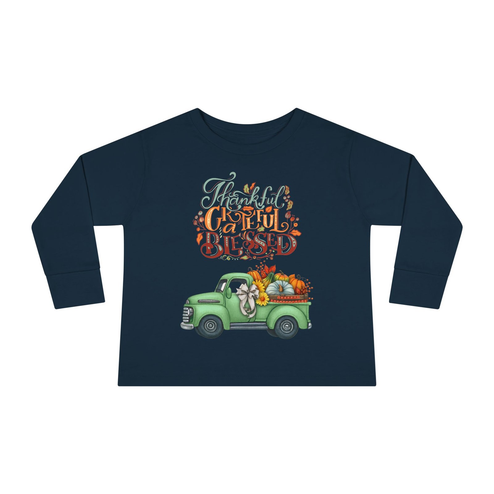 toddler long sleeve tee "grateful & blessed" fall vibes t shirt, kids autumn tee, thanksgiving outfit, cute toddler gift, seasonal shirt