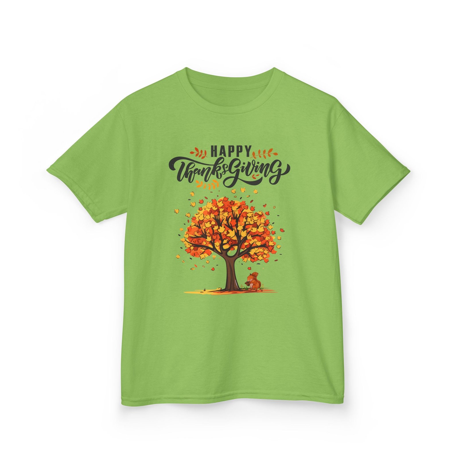 happy thanksgiving kids tee, fall t shirt, autumn apparel, festive gift, holiday outfit, tree and leaves design