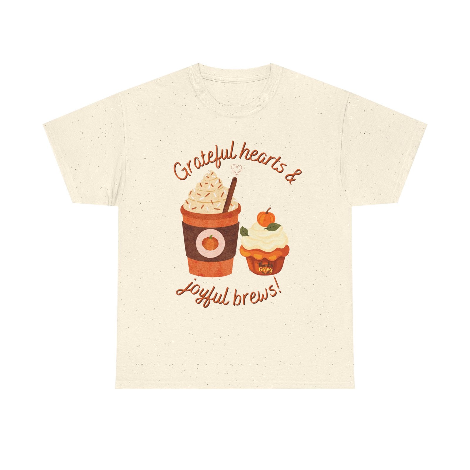 happy thanksgiving grateful hearts & joyful brews tee, unisex cotton shirt, coffee lovers gift, casual wear, cute tee for celebrations, fall fashion