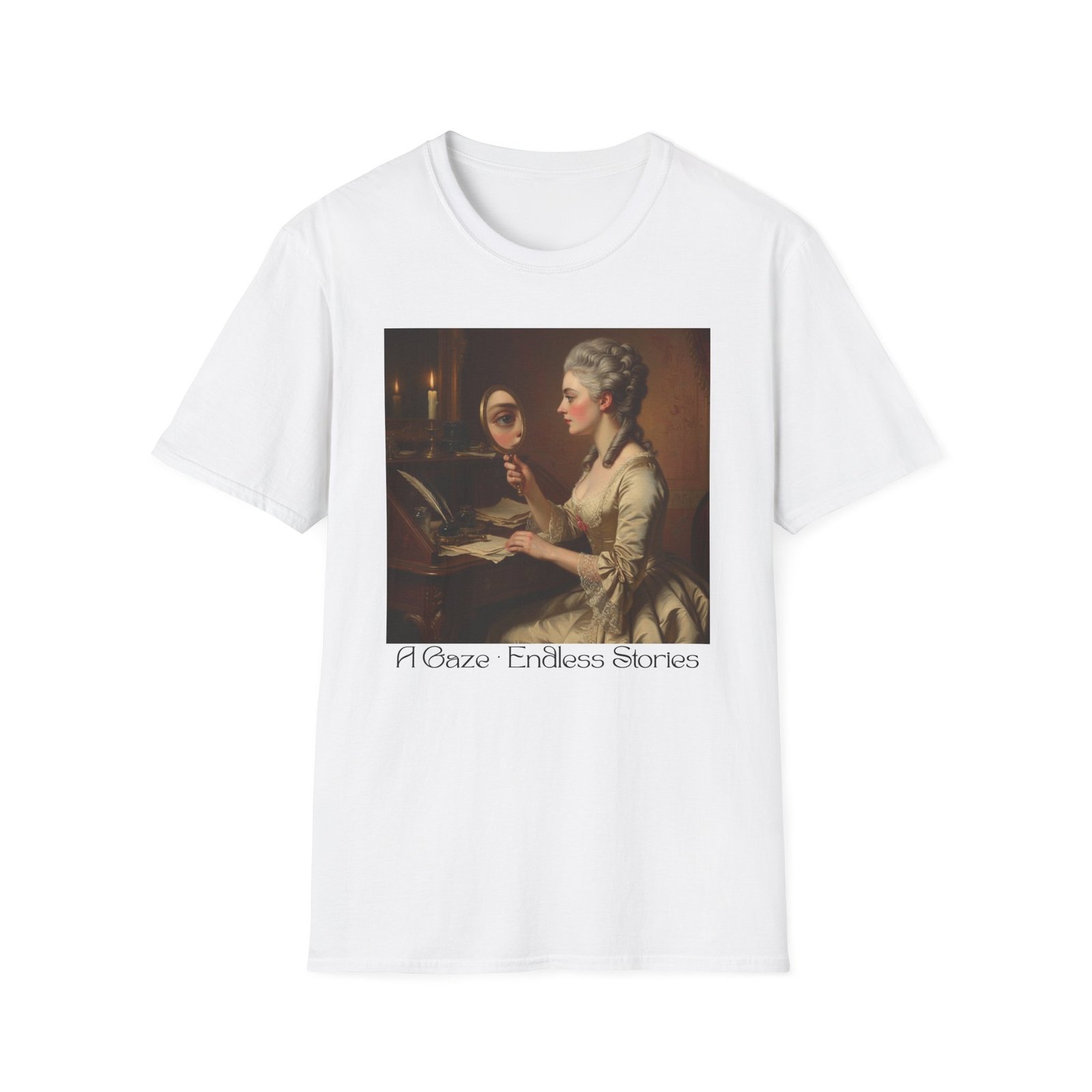artistic vintage t shirt with 'endless reflections' design, perfect for art lovers, gifts, casual wear, museum visits, art class