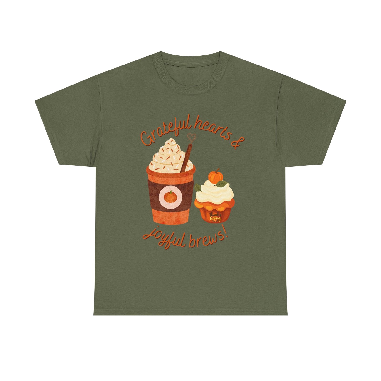 happy thanksgiving grateful hearts & joyful brews tee, unisex cotton shirt, coffee lovers gift, casual wear, cute tee for celebrations, fall fashion