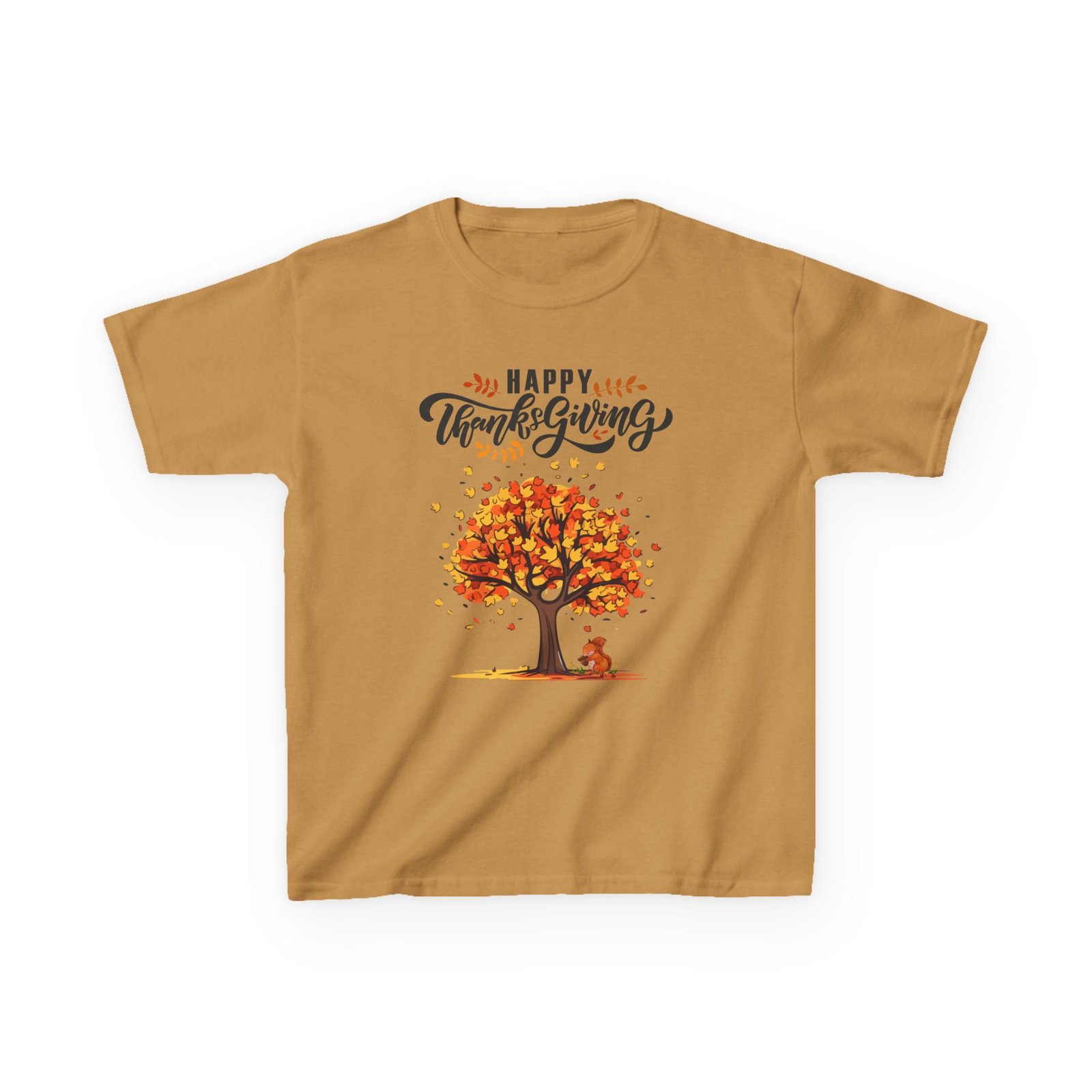 happy thanksgiving kids tee, fall t shirt, autumn apparel, festive gift, holiday outfit, tree and leaves design