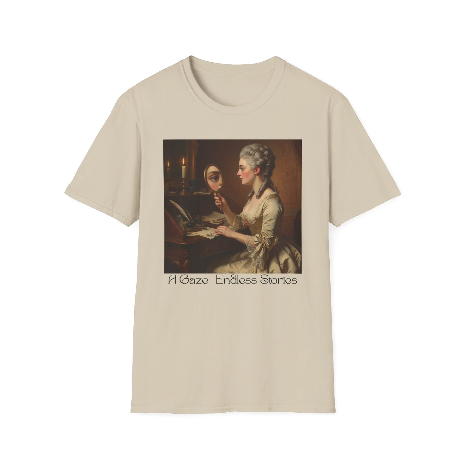 artistic vintage t shirt with 'endless reflections' design, perfect for art lovers, gifts, casual wear, museum visits, art class