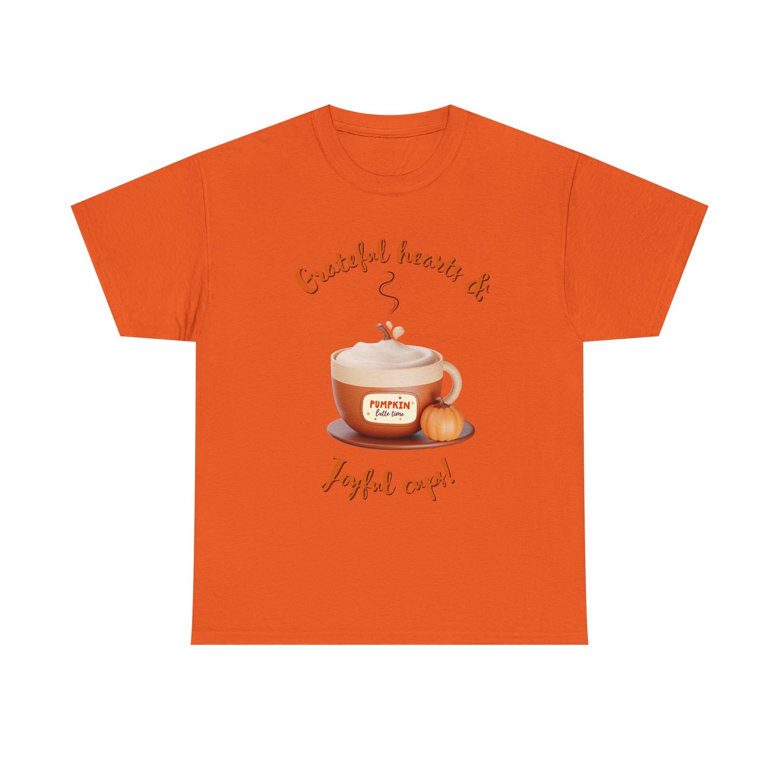 happy thanksgiving grateful hearts & joyful cups unisex tee, cozy fall t shirt, thanksgiving gift, coffee lover apparel, autumn fashion