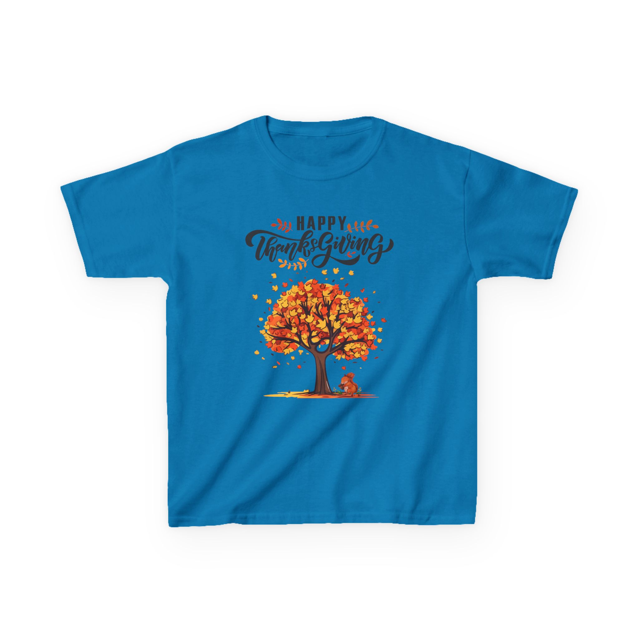 happy thanksgiving kids tee, fall t shirt, autumn apparel, festive gift, holiday outfit, tree and leaves design