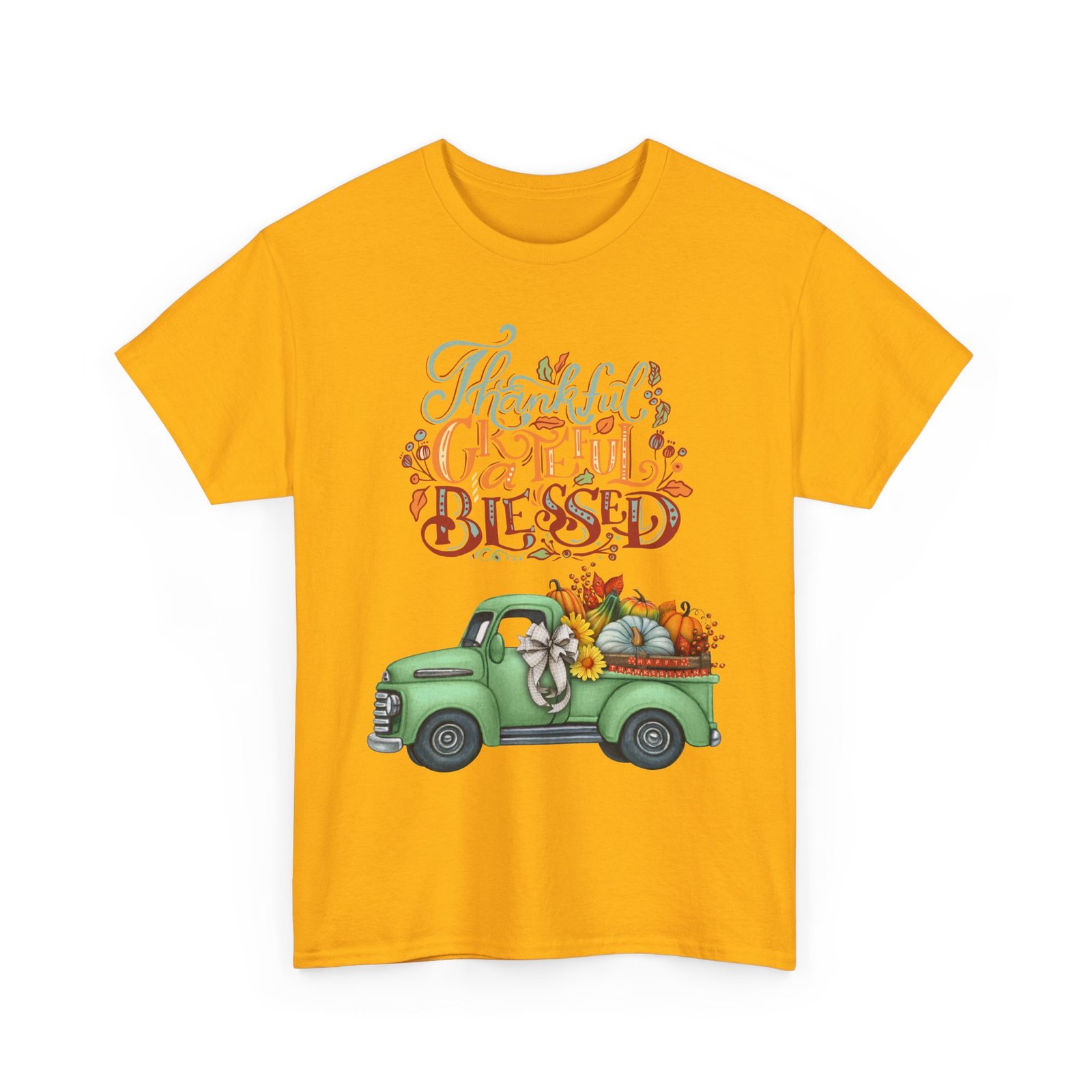 thankful grateful blessed tee, unisex heavy cotton t shirt, fall apparel, thanksgiving shirt, casual wear, gift for friends