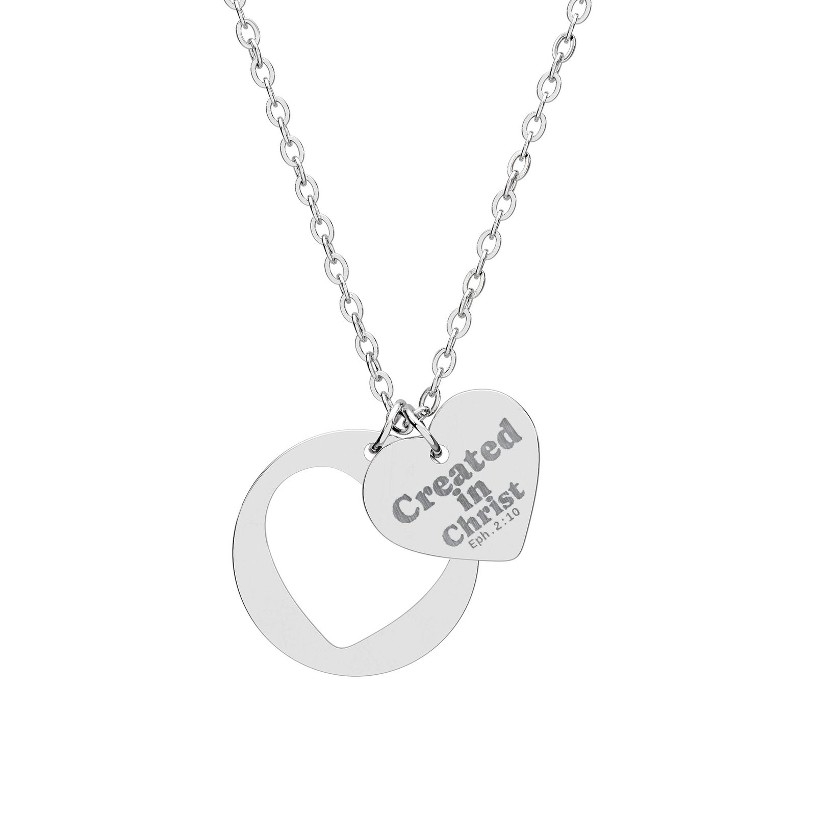 Created in Christ Ephesians 2:10 Personalized Heart Cutout Necklace