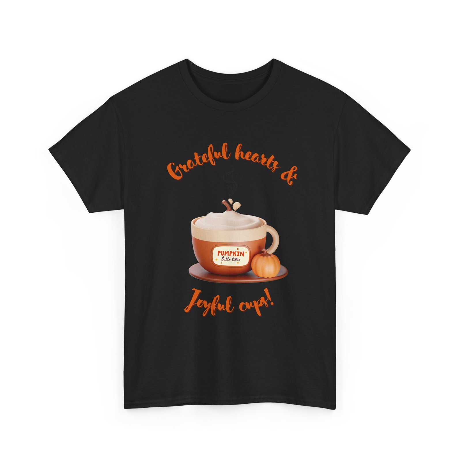 happy thanksgiving grateful hearts & joyful cups unisex tee, cozy fall t shirt, thanksgiving gift, coffee lover apparel, autumn fashion