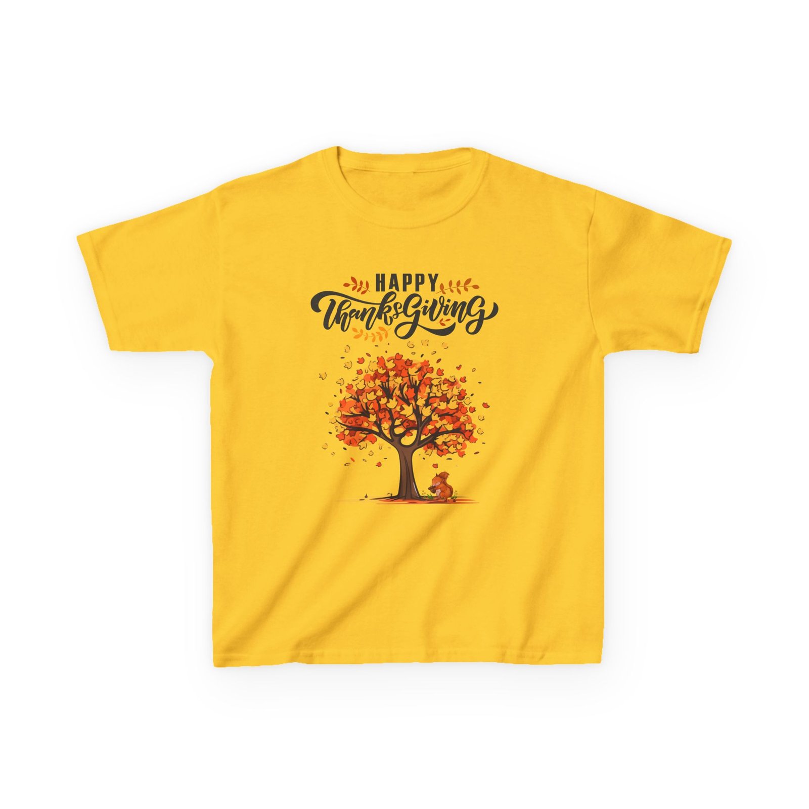 happy thanksgiving kids tee, fall t shirt, autumn apparel, festive gift, holiday outfit, tree and leaves design