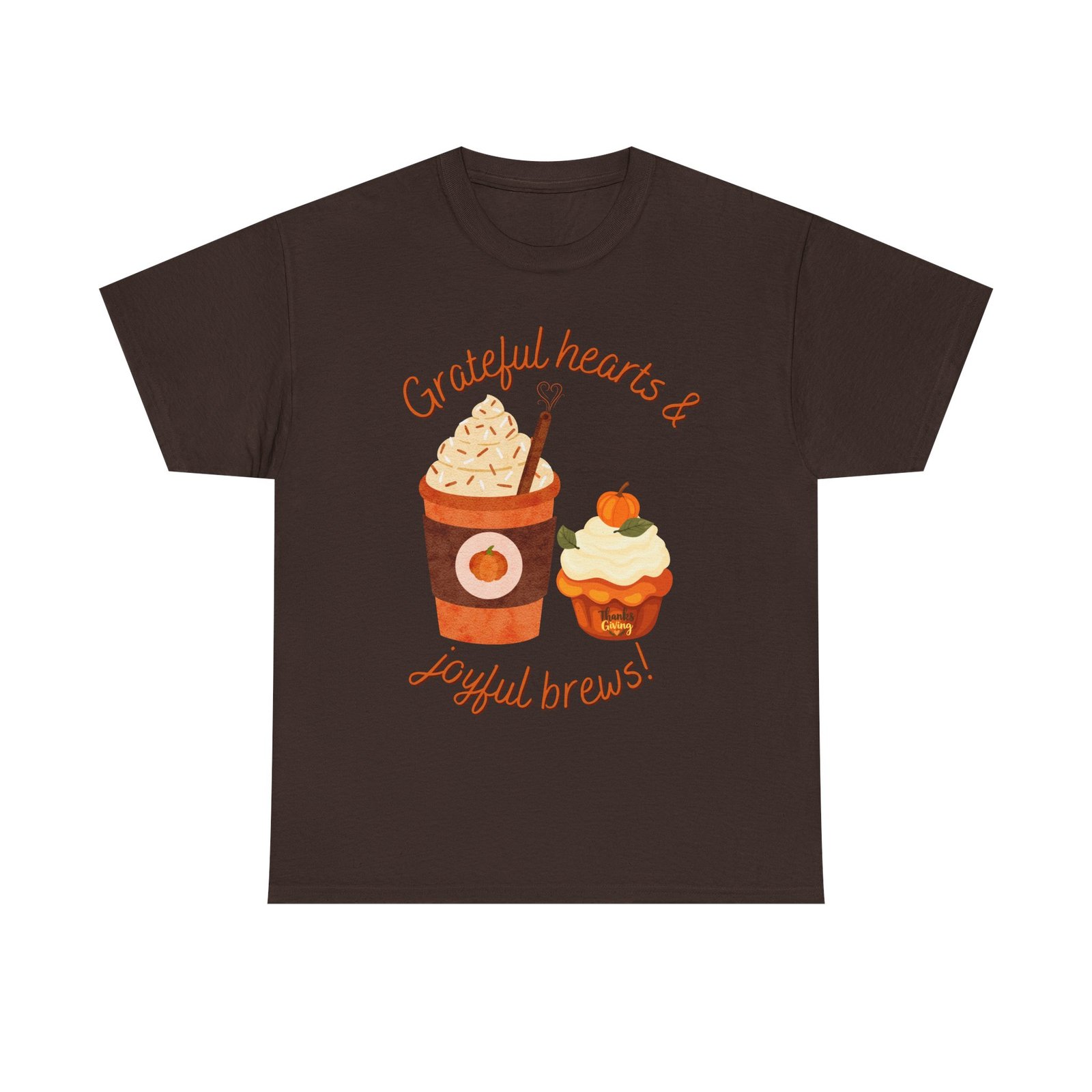 happy thanksgiving grateful hearts & joyful brews tee, unisex cotton shirt, coffee lovers gift, casual wear, cute tee for celebrations, fall fashion