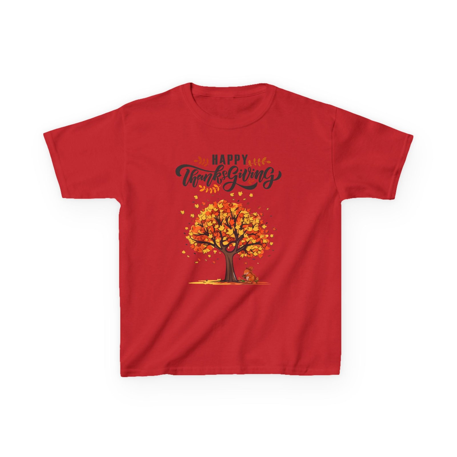 happy thanksgiving kids tee, fall t shirt, autumn apparel, festive gift, holiday outfit, tree and leaves design