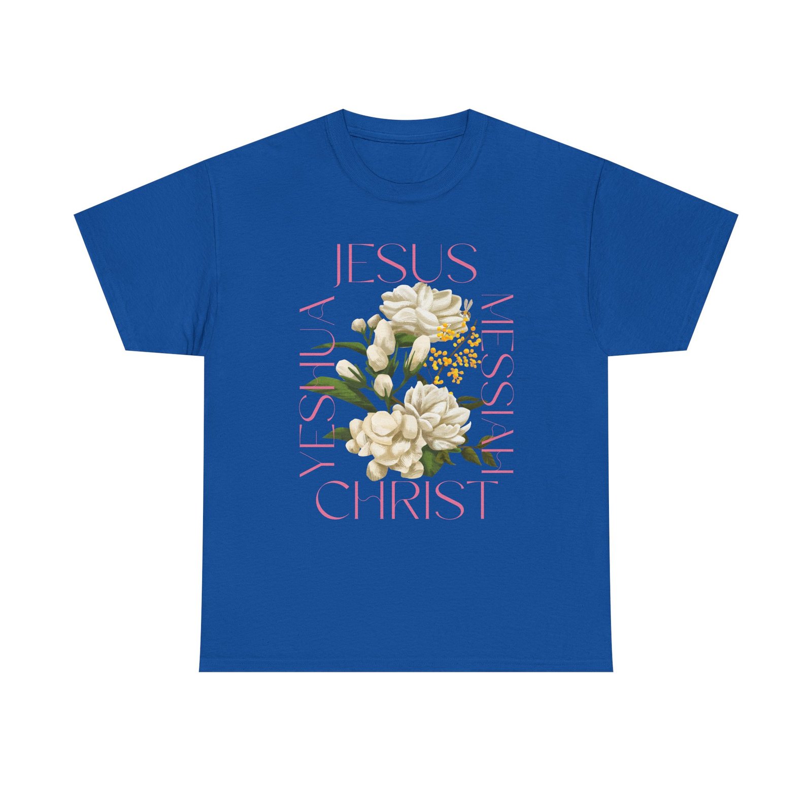 Floral "Jesus Name Design" Heavy Cotton Tee-Unisex T-Shirt-Inspirational Clothing - Image 53